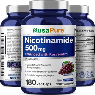 Foto 5 | Suplemento de Nicotinamida Nusapure con Resveratrol 500 mg 180 Cápsulas - Venta Internacional