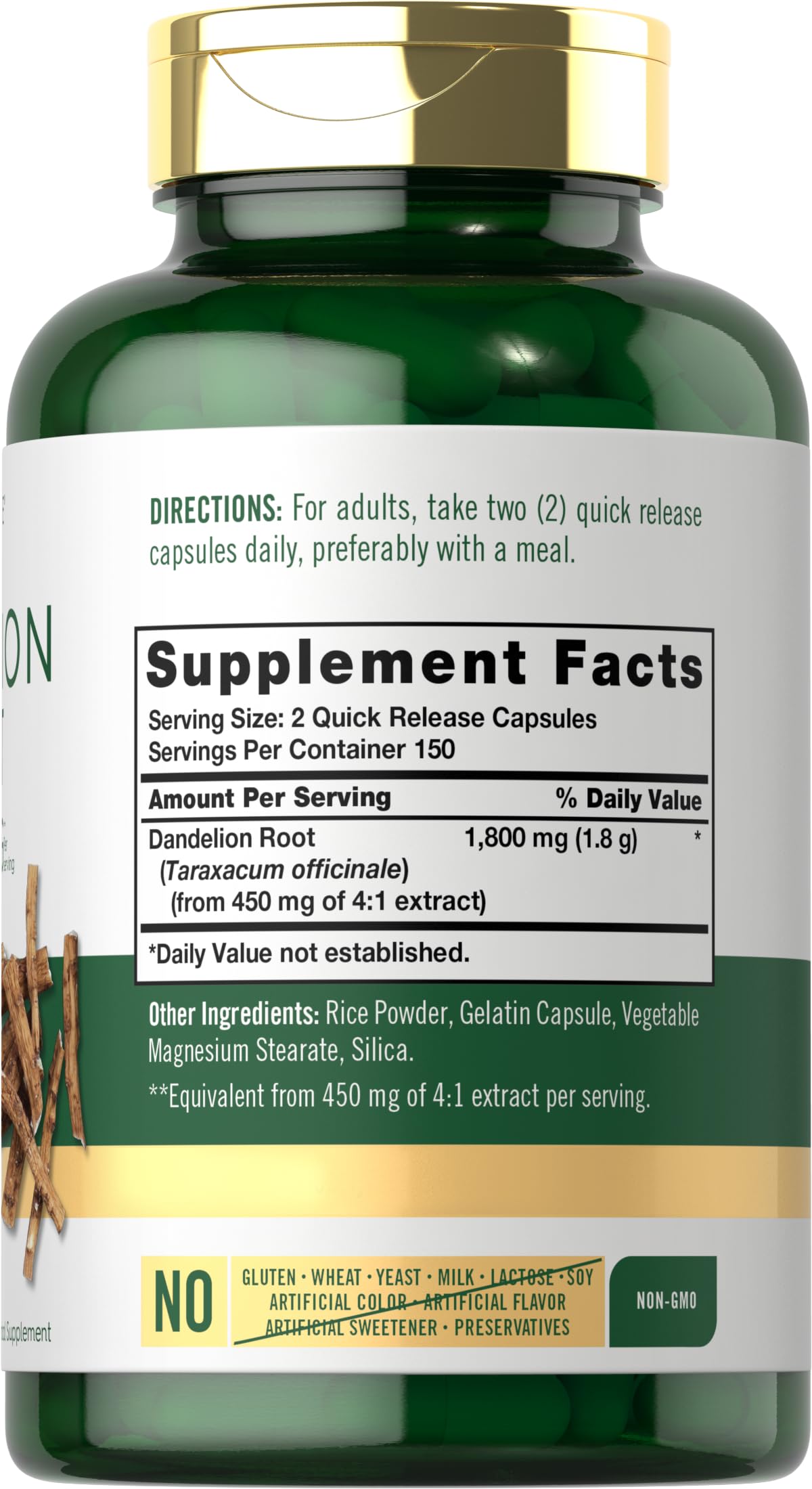 Foto 3 pulgar | Suplemento Carlyle Dandelion Root 1800 Mg 300 Cápsulas - Venta Internacional