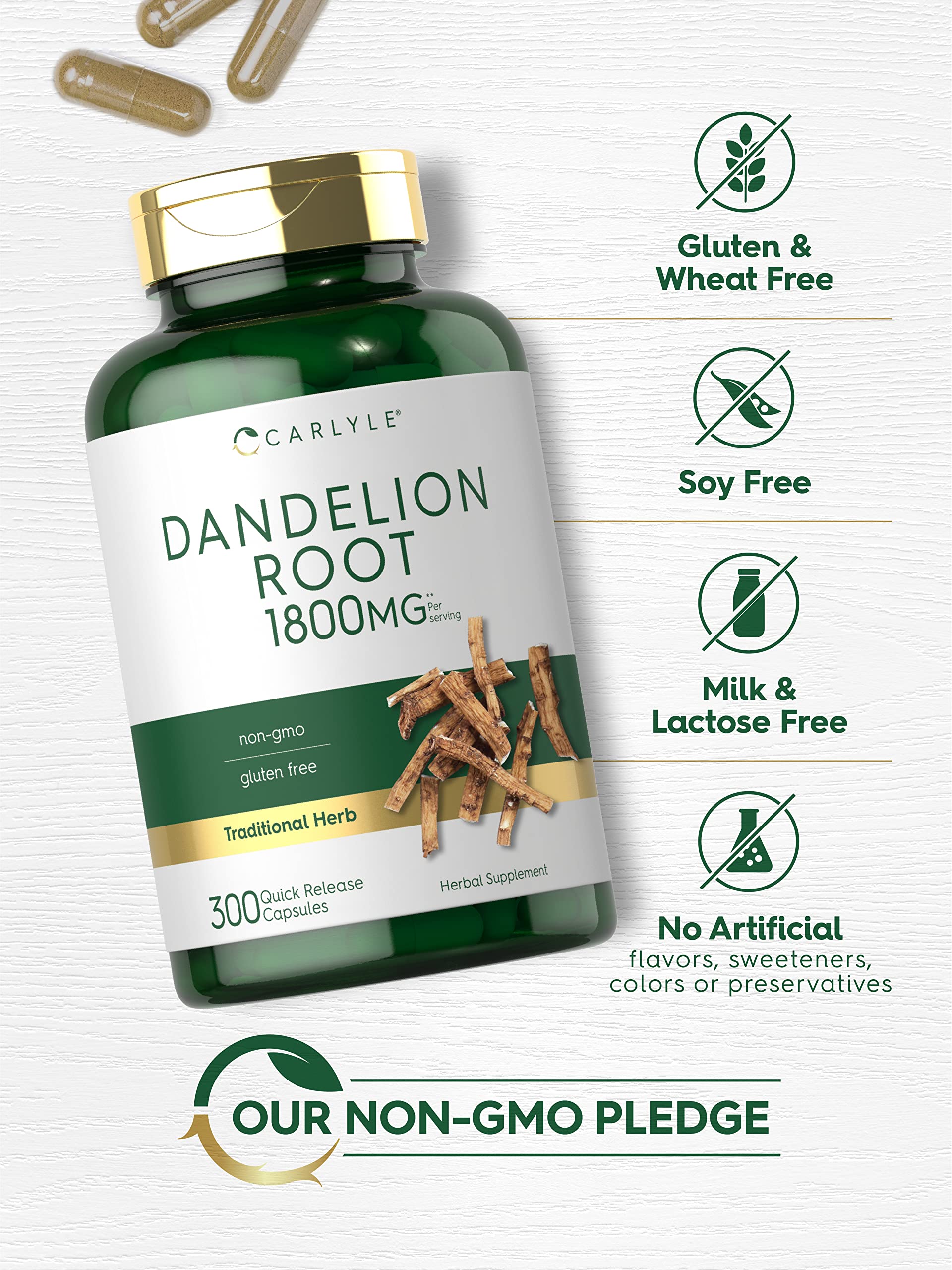 Foto 5 pulgar | Suplemento Carlyle Dandelion Root 1800 Mg 300 Cápsulas - Venta Internacional
