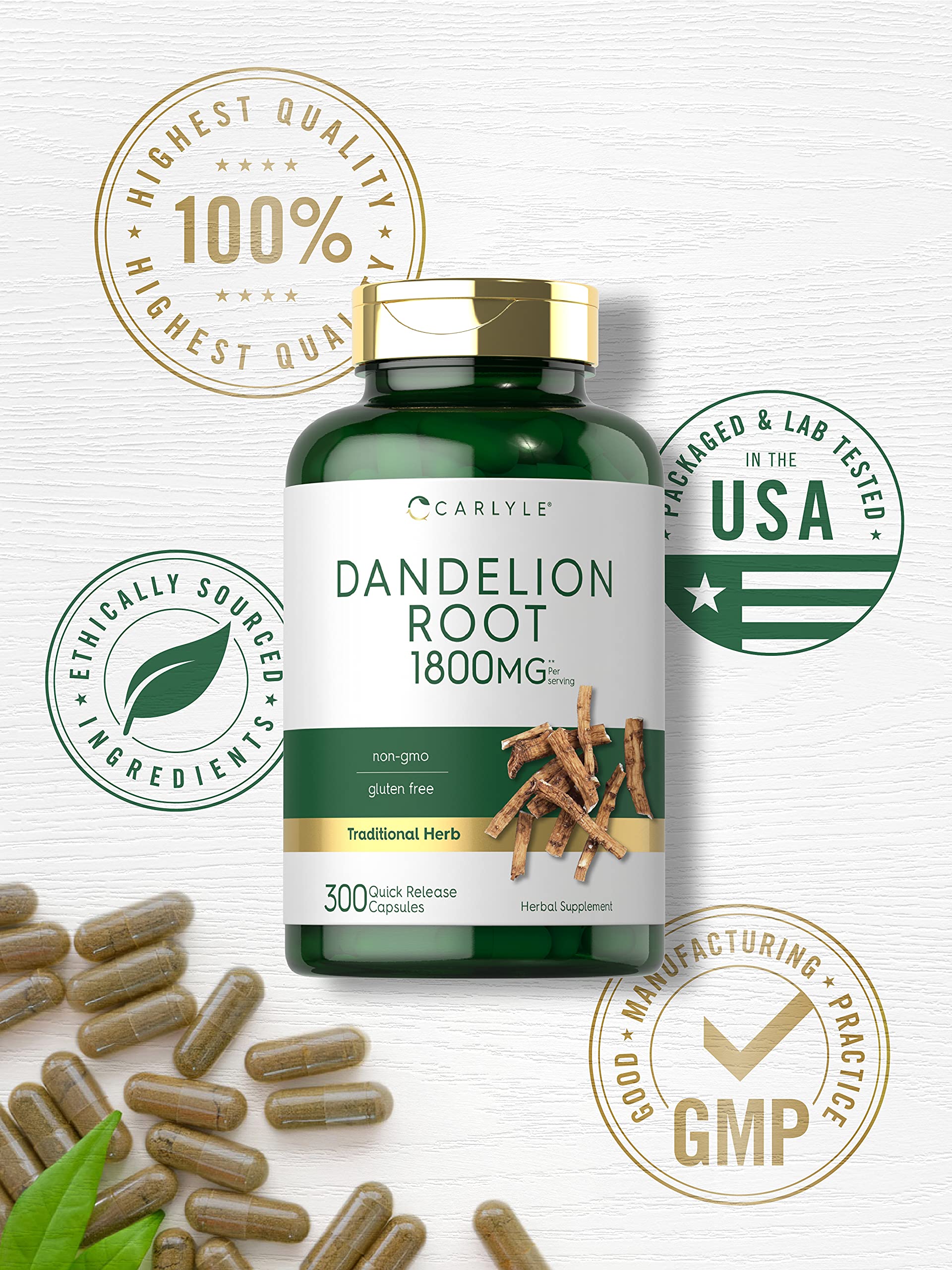 Foto 6 pulgar | Suplemento Carlyle Dandelion Root 1800 Mg 300 Cápsulas - Venta Internacional