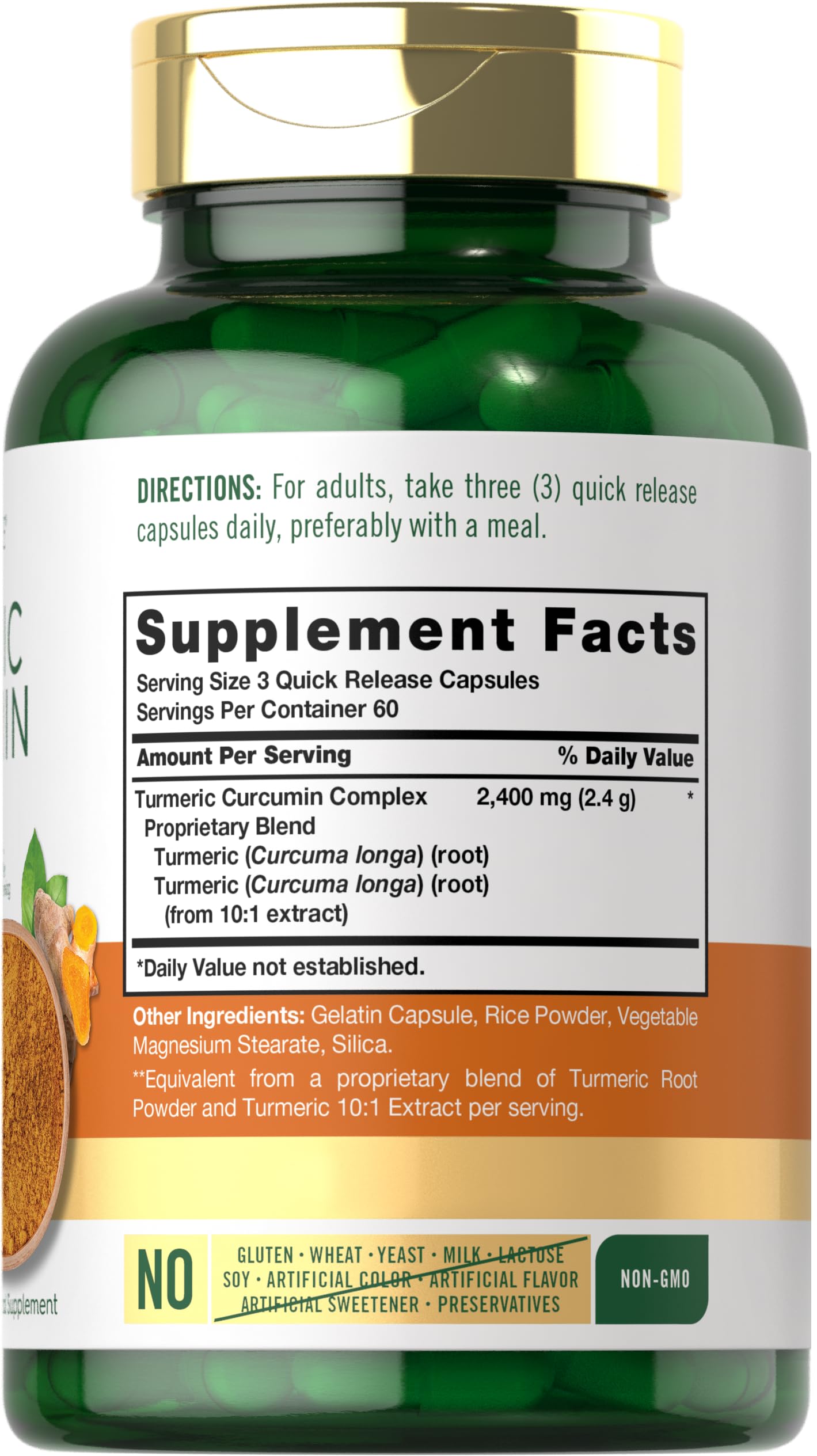 Foto 3 pulgar | Suplemento Carlyle Cúrcuma y Curcumina 2400 mg 180 Cápsulas - Venta Internacional