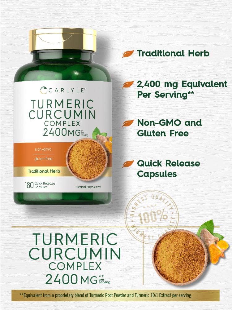 Foto 4 pulgar | Suplemento Carlyle Cúrcuma y Curcumina 2400 mg 180 Cápsulas - Venta Internacional