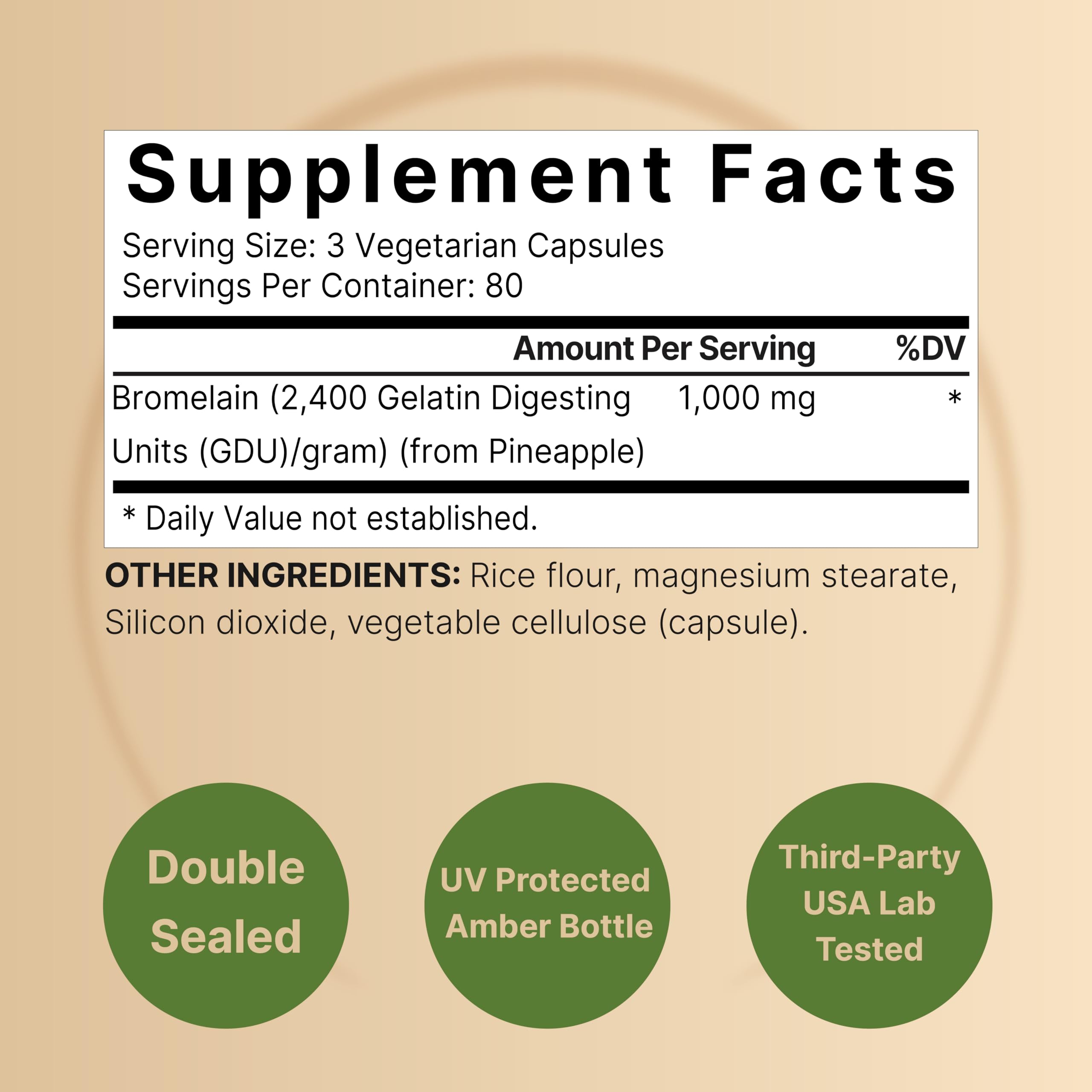 Foto 3 pulgar | Suplemento Naturebell de Bromelina 1000 mg 240 Cápsulas Vegetarianas - Venta Internacional