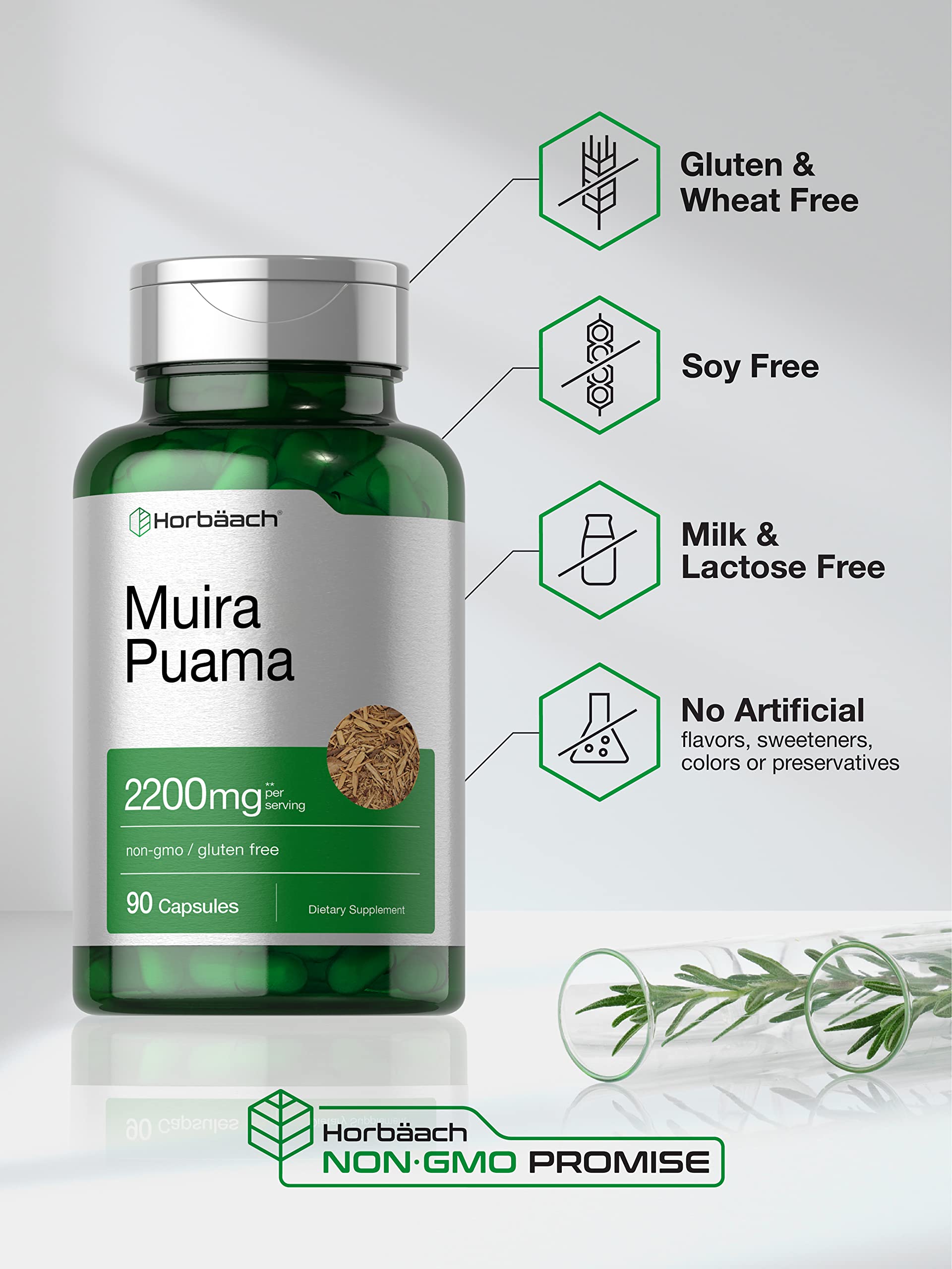 Foto 5 pulgar | Suplemento Horbäach Extracto de Raíz de Muira Puama 2200 mg 90 Cápsulas - Venta Internacional