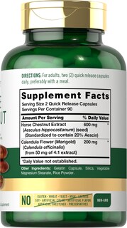 Foto 2 | Suplemento Carlyle Cápsulas de Castaño de Indias 600 Mg 180 Unidades - Venta Internacional