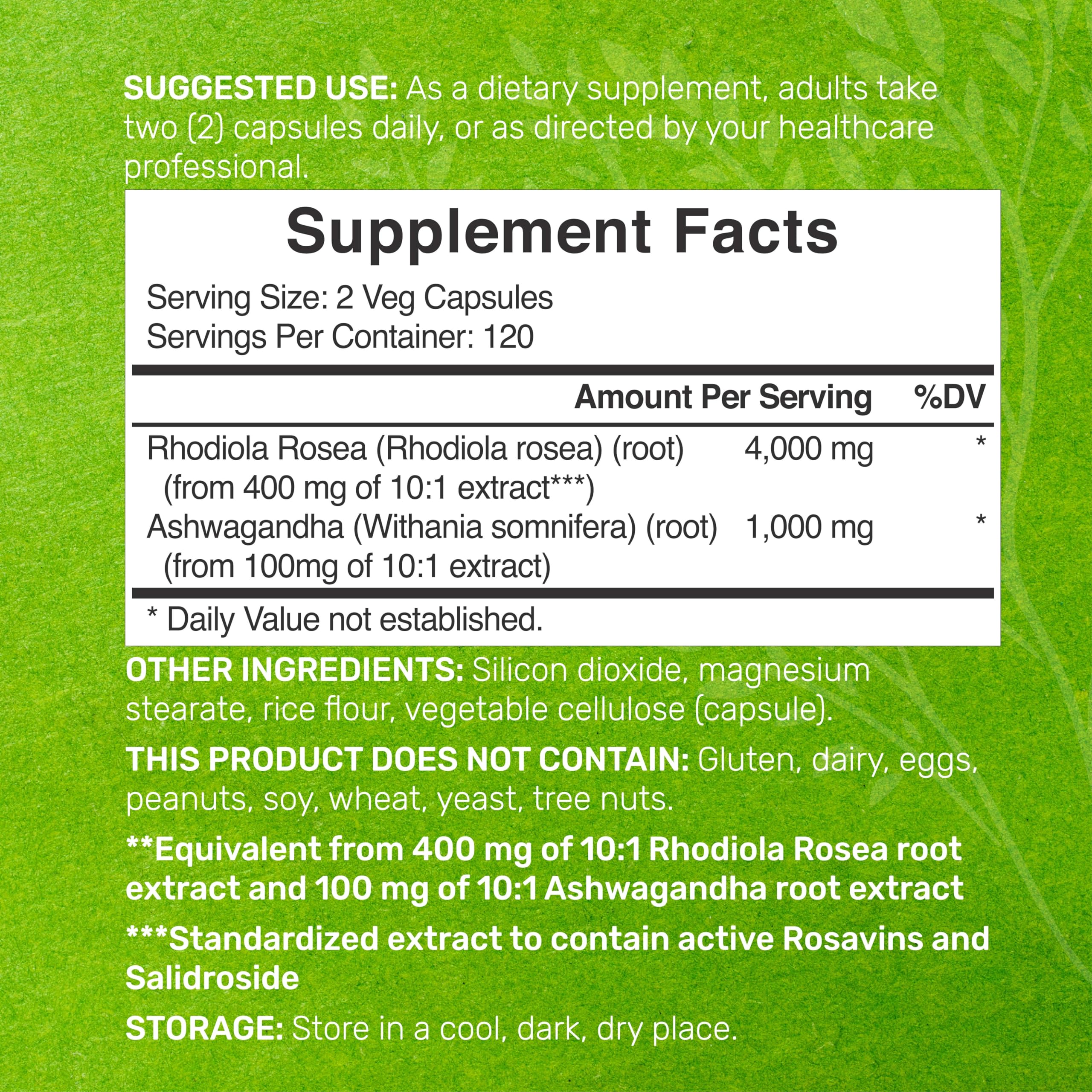 Foto 3 pulgar | Suplemento de Rhodiola Rosea con Ashwagandha 5000 mg - Venta Internacional