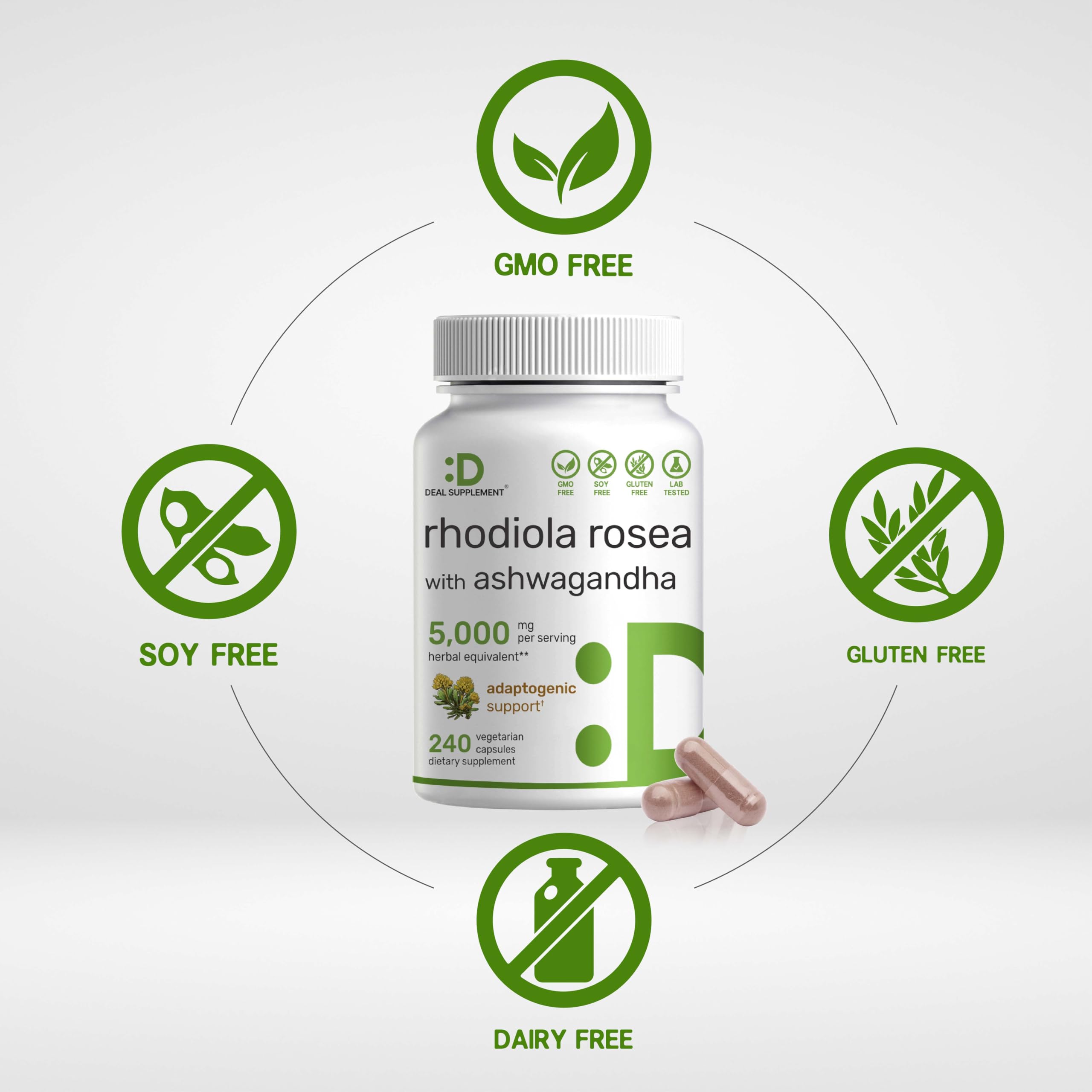 Foto 4 pulgar | Suplemento de Rhodiola Rosea con Ashwagandha 5000 mg - Venta Internacional