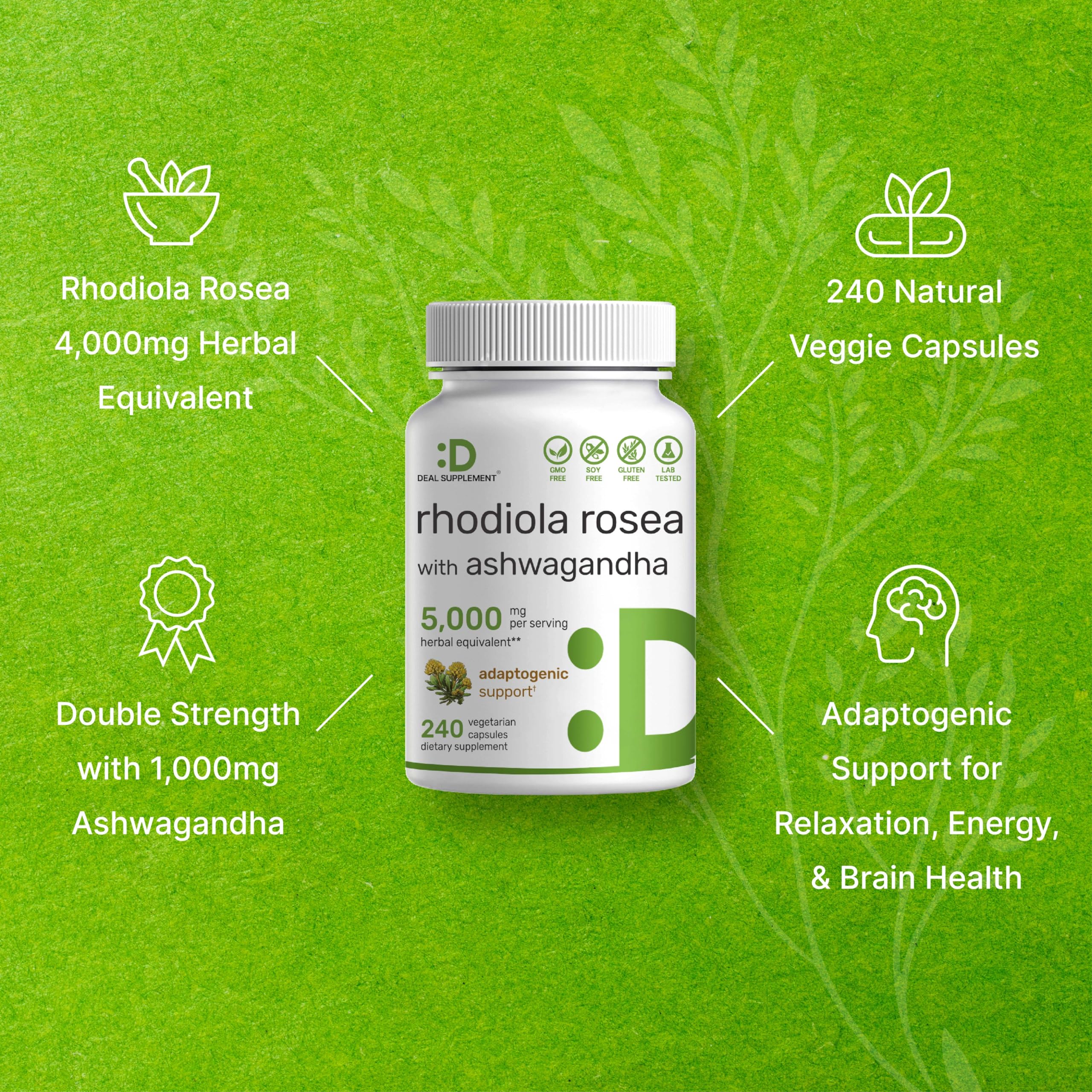 Foto 5 | Suplemento de Rhodiola Rosea con Ashwagandha 5000 mg - Venta Internacional