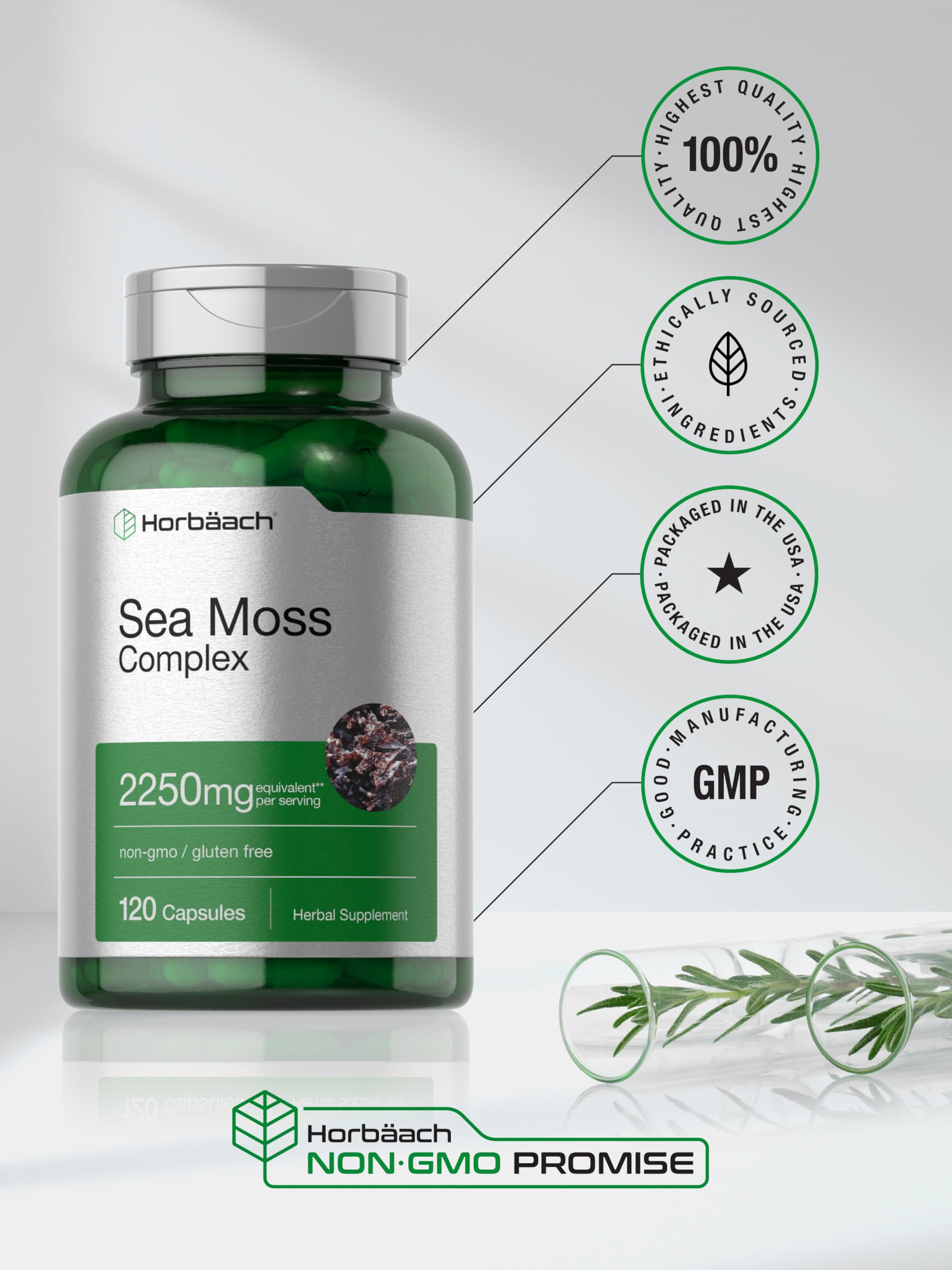 Foto 7 pulgar | Suplemento Horbäach Sea Moss Complex 2250 mg 120 Cápsulas - Venta Internacional