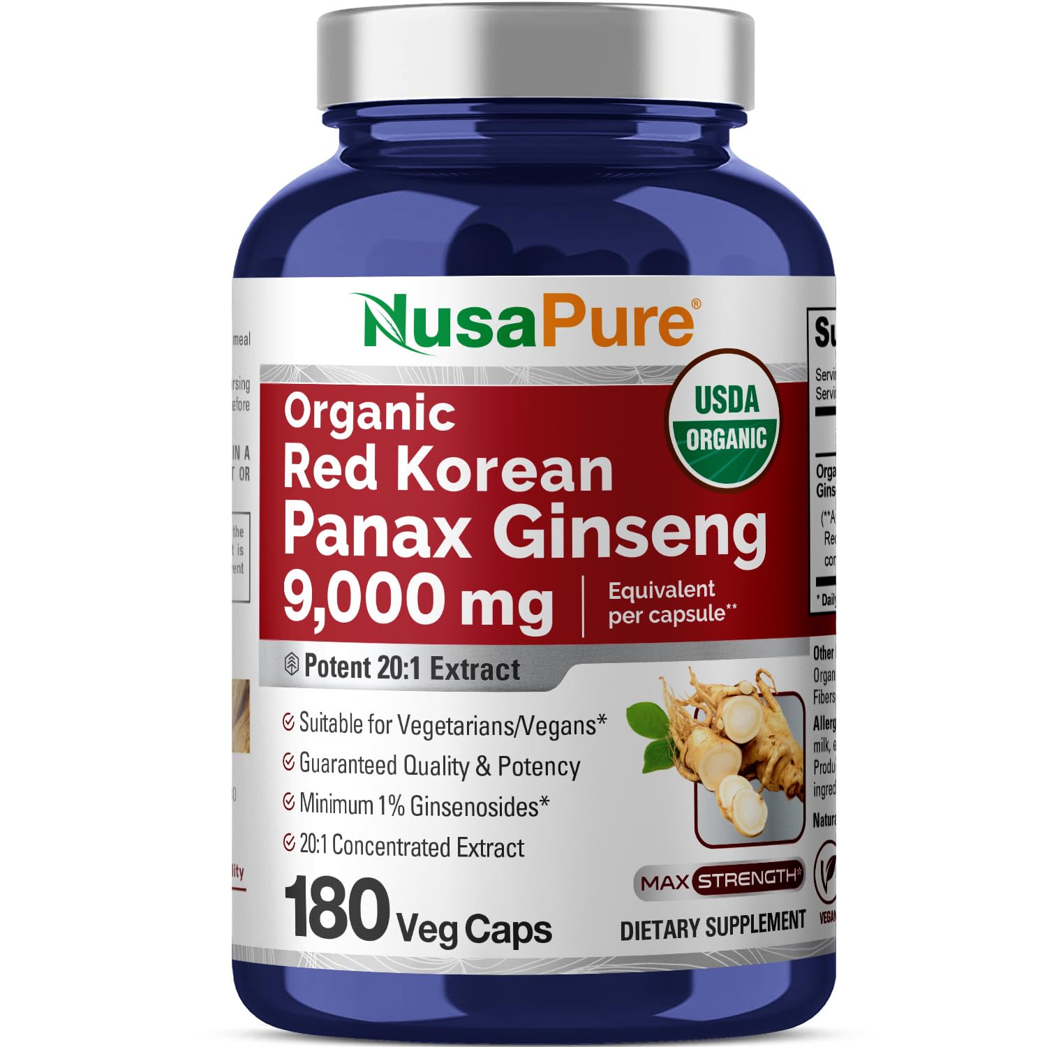 Foto 2 pulgar | Suplemento Nusapure Red Korean Panax Ginseng 9000 mg 180 Cápsulas - Venta Internacional