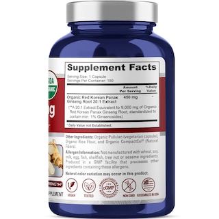 Foto 2 | Suplemento Nusapure Red Korean Panax Ginseng 9000 mg 180 Cápsulas - Venta Internacional