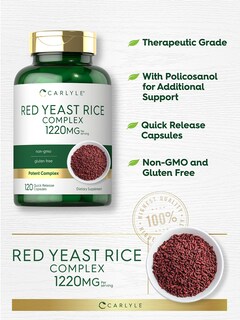Foto 3 | Suplemento de Arroz de Levadura Roja y Policosanol Carlyle 1220 Mg 120 Cápsulas