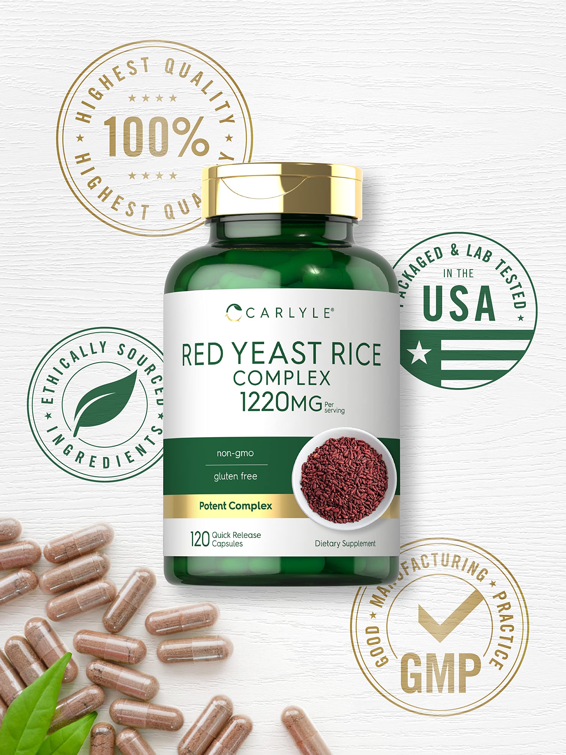 Foto 6 pulgar | Suplemento de Arroz de Levadura Roja y Policosanol Carlyle 1220 Mg 120 Cápsulas