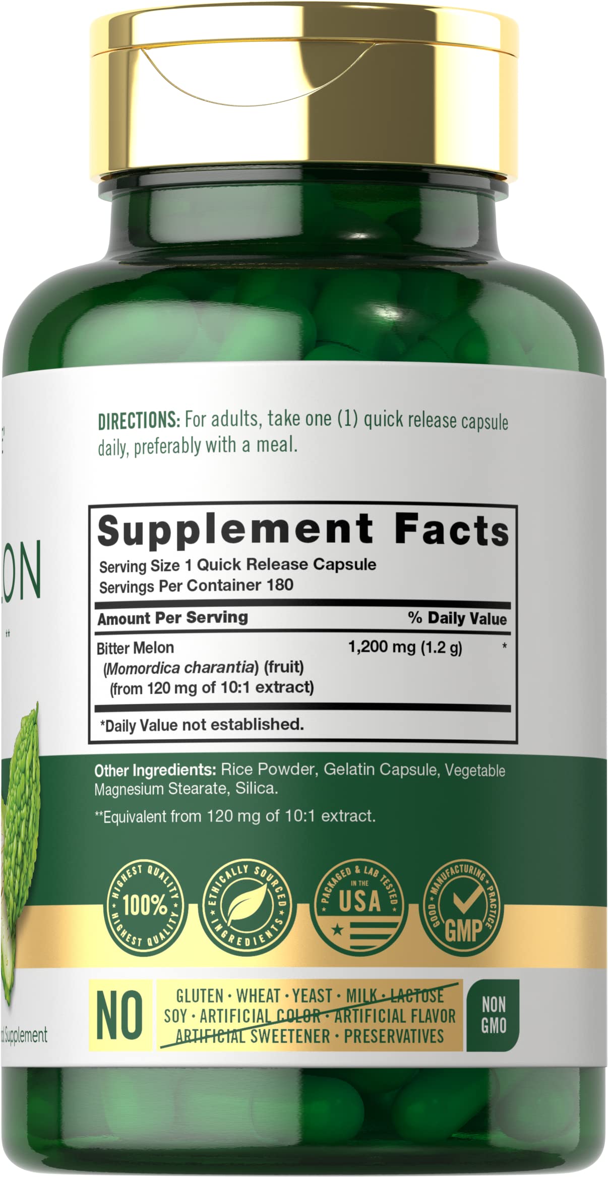 Foto 3 pulgar | Suplemento de Melón Amargo Carlyle en Cápsulas de 1200mg 180 Unidades - Venta Internacional