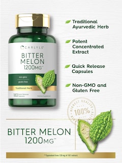 Foto 3 | Suplemento de Melón Amargo Carlyle en Cápsulas de 1200mg 180 Unidades - Venta Internacional