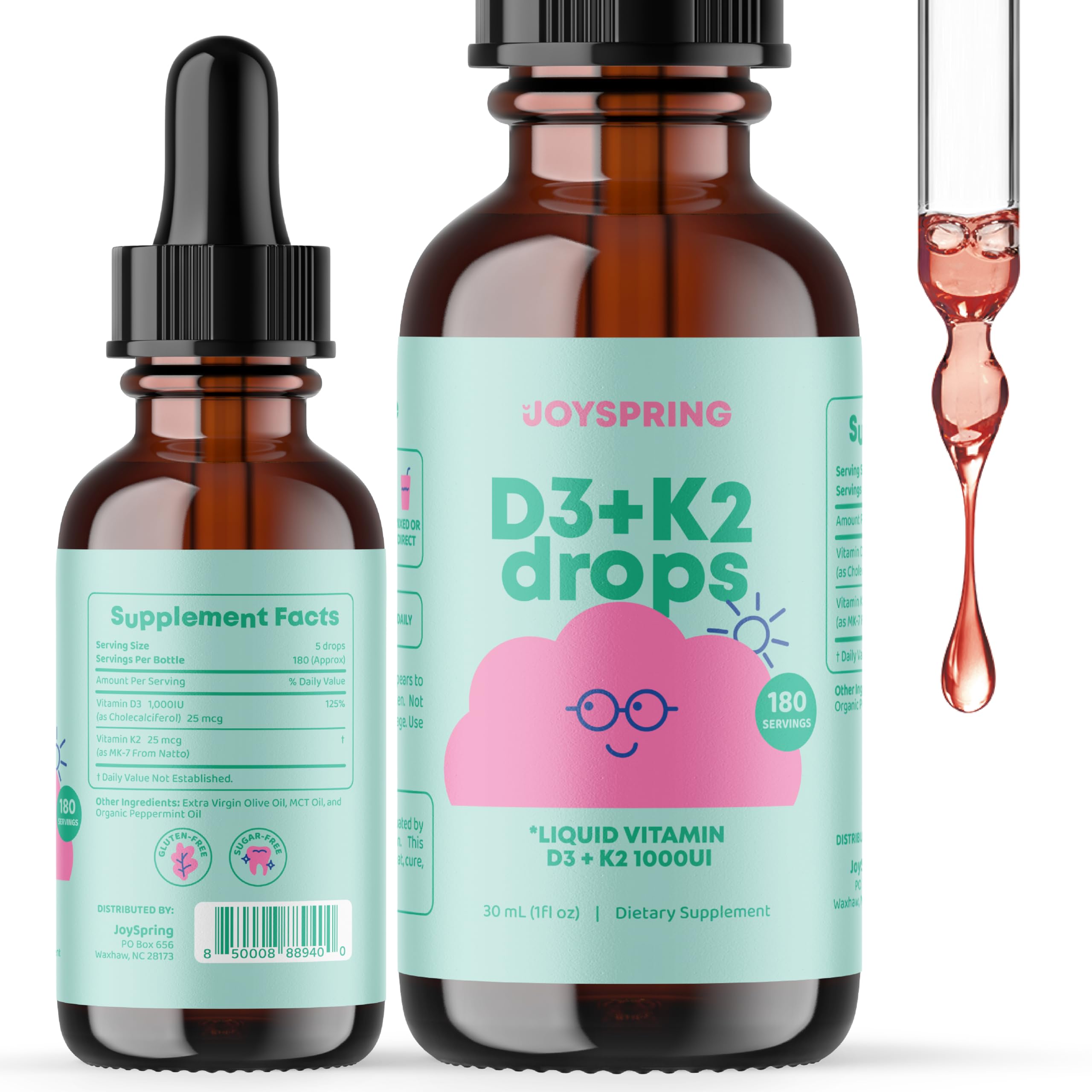 Foto 2 pulgar | Gotas de Vitamina D3 + k2 Joyspring 180 Porciones - Venta Internacional