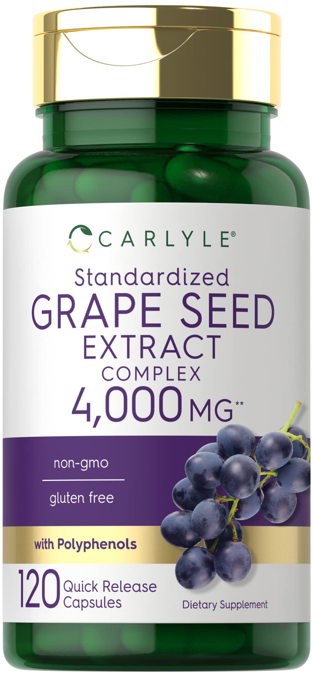 Suplemento de Extracto de Semilla de Uva Carlyle 4000 mg 120 Cápsulas - Venta Internacional