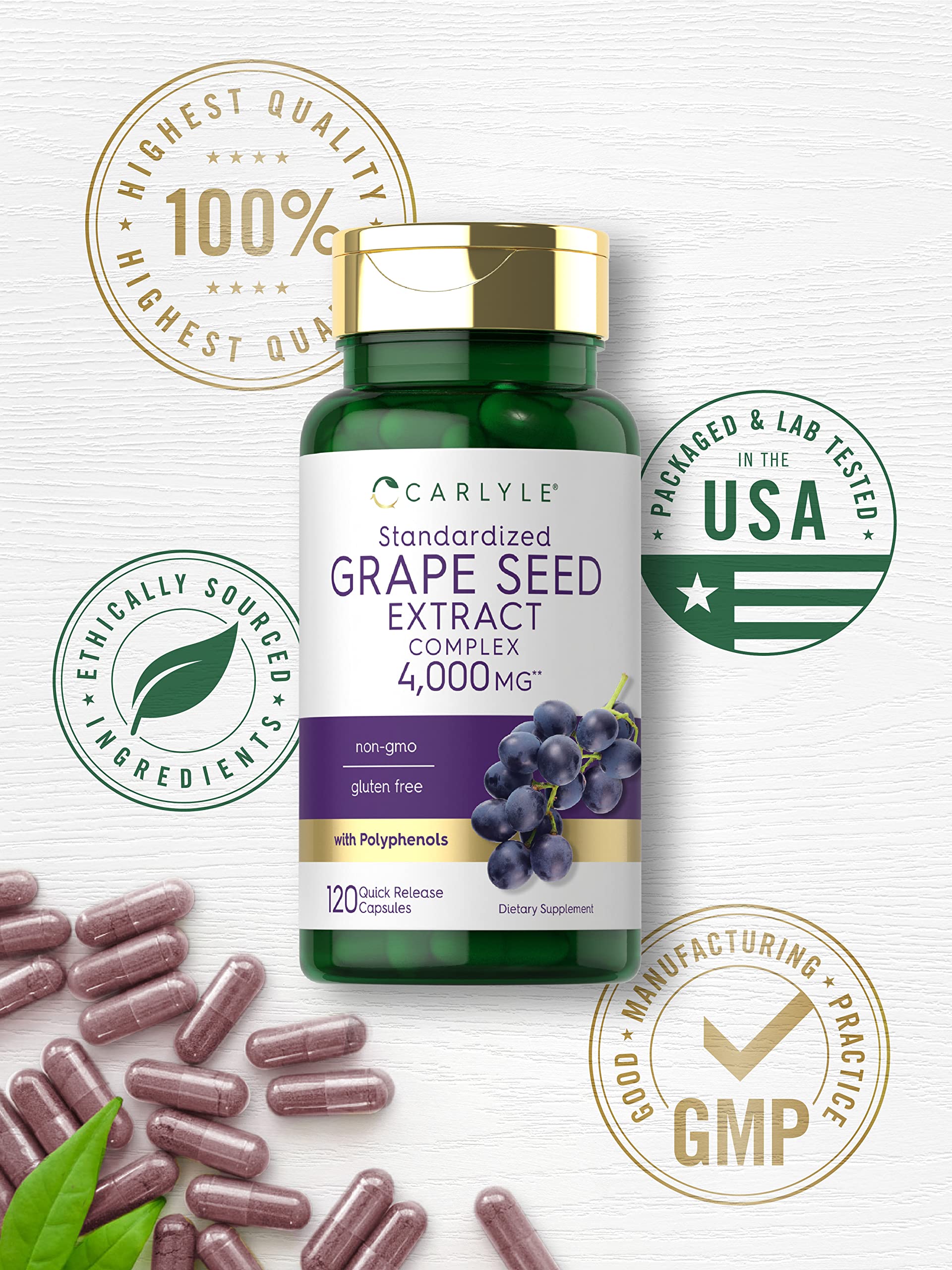 Foto 5 | Suplemento de Extracto de Semilla de Uva Carlyle 4000 mg 120 Cápsulas - Venta Internacional