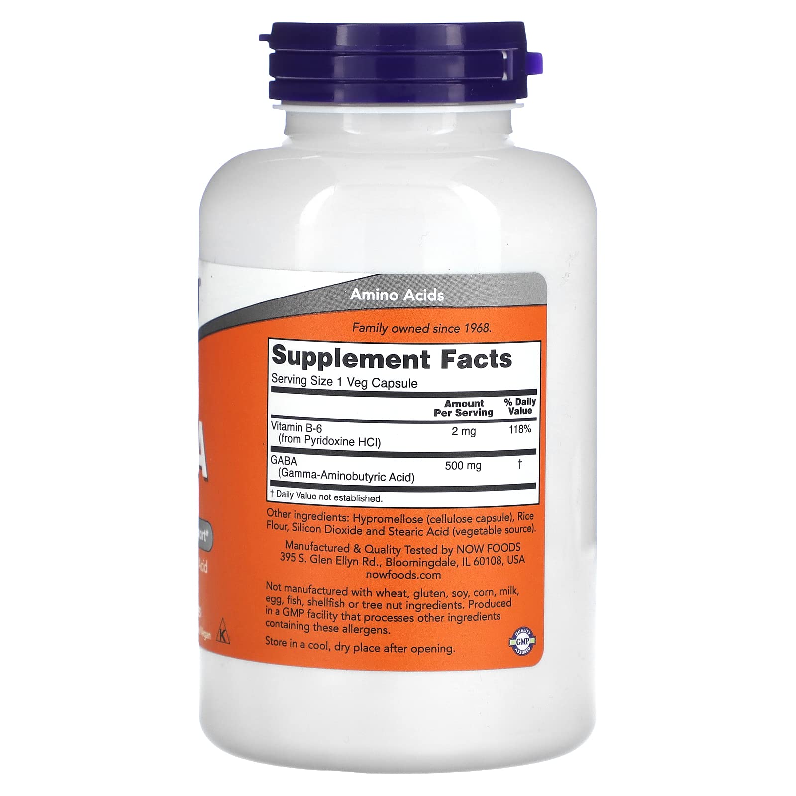 Foto 3 pulgar | Suplemento Now Gaba Ácido Gamma-Aminobutírico 500 Mg + B-6 200 Cápsulas - Venta Internacional