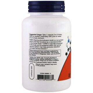Foto 3 | Suplemento Now Gaba Ácido Gamma-Aminobutírico 500 Mg + B-6 200 Cápsulas - Venta Internacional