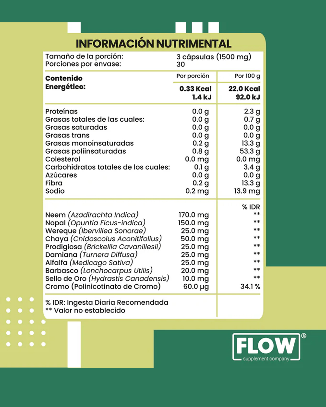 Foto 4 pulgar | Minerales y Suplementos de Flow Supplements Sindab con Nopal Wereque, Neem 90 Cápsulas 500 mg