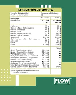Foto 3 | Minerales y Suplementos de Flow Supplements Sindab con Nopal Wereque, Neem 90 Cápsulas 500 mg
