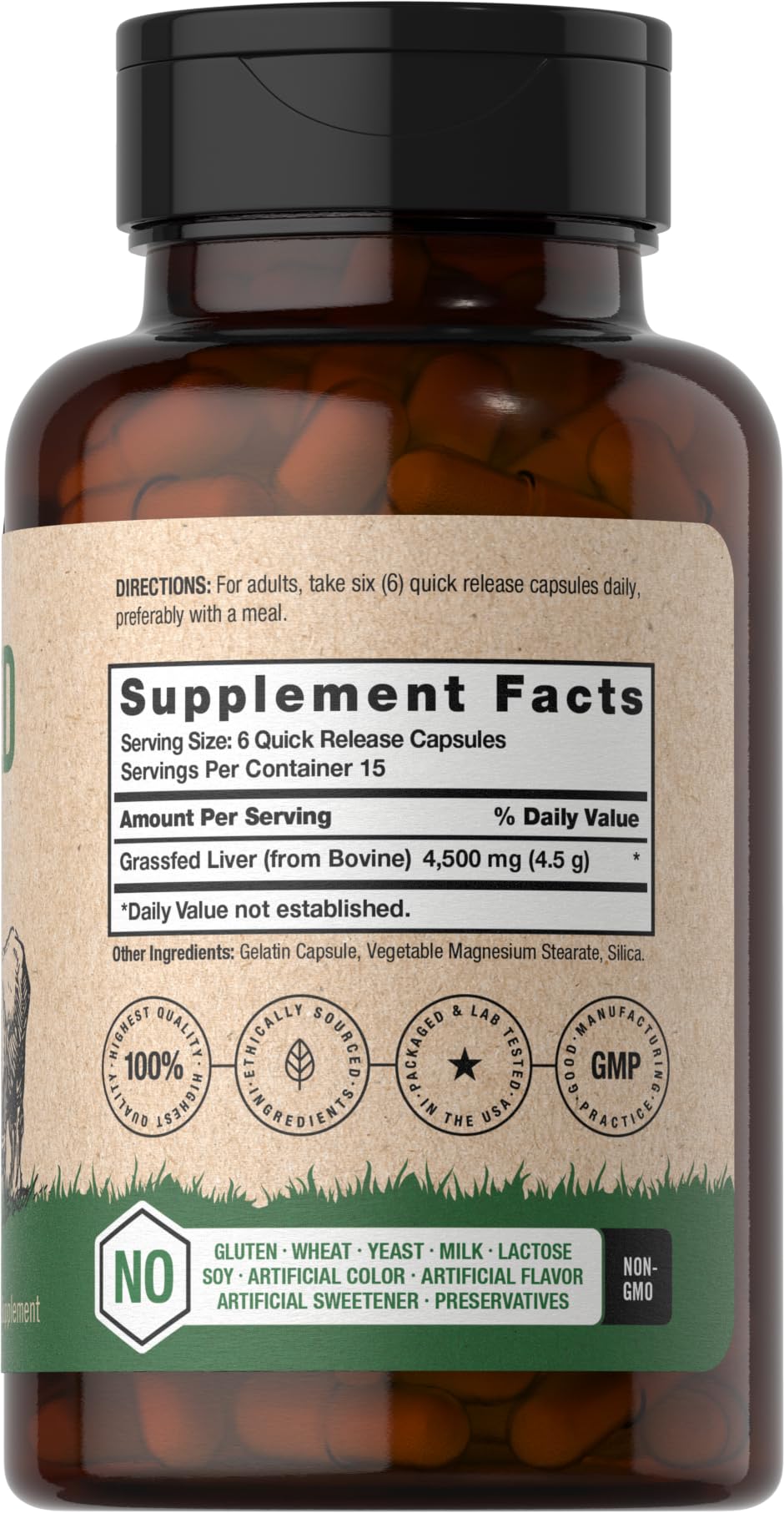 Foto 3 pulgar | Suplemento Horbäach Hígado de Res 4500 mg 90 Cápsulas - Venta Internacional