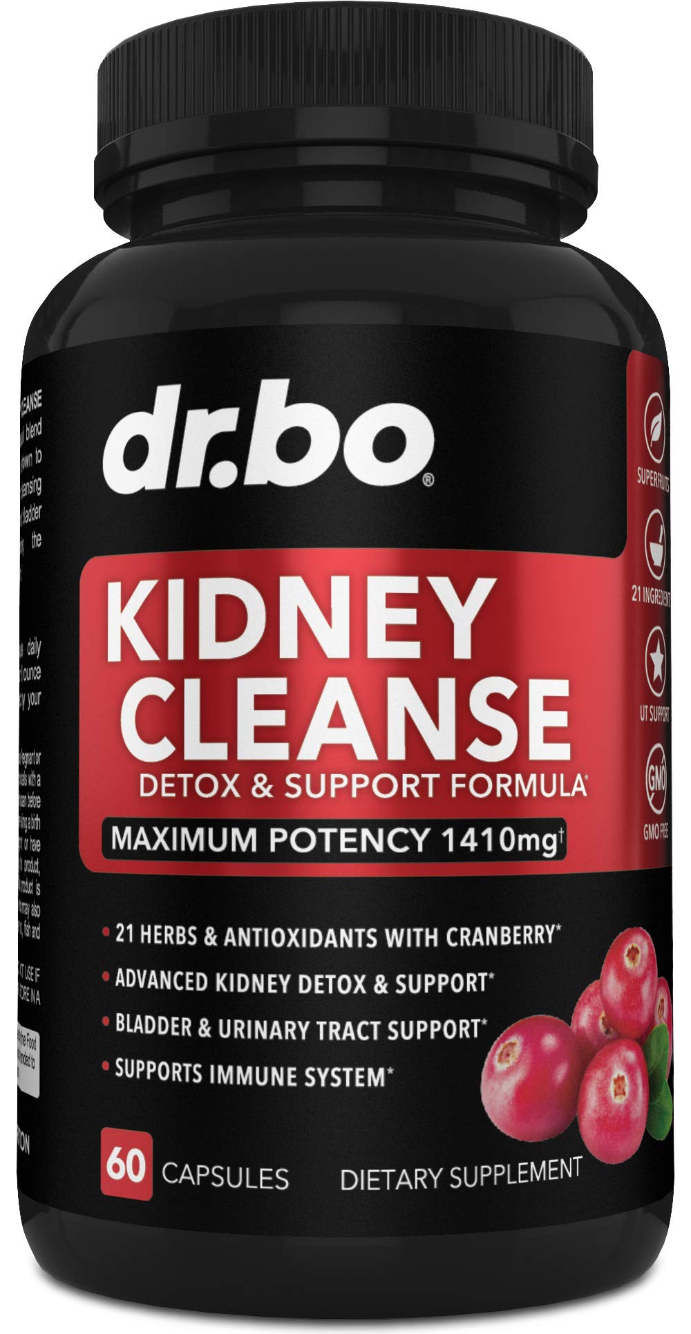 Foto 2 pulgar | Suplemento Dr. Bo Kidney Cleanse Detox con Arándanos 1410 Mg - Venta Internacional