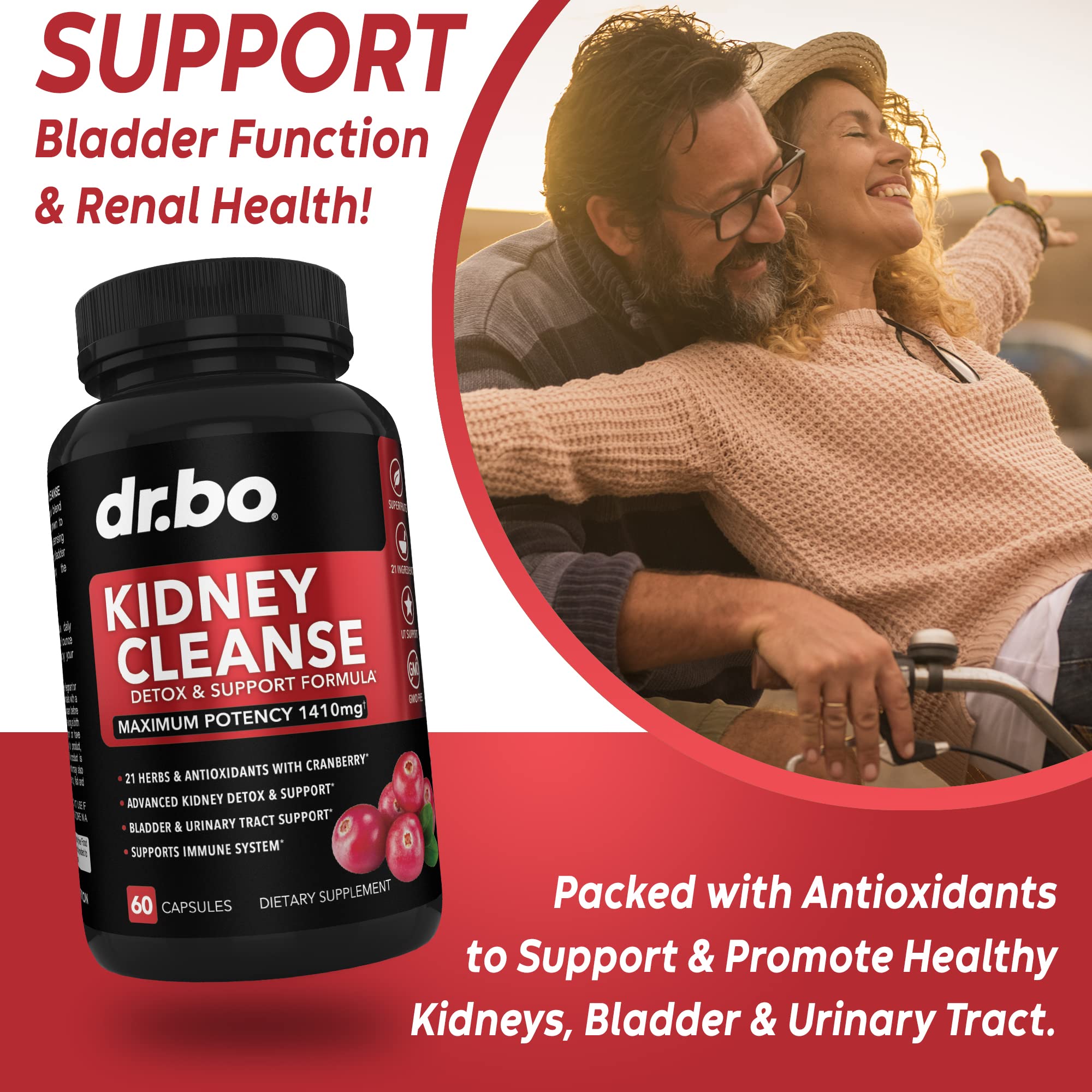 Foto 4 pulgar | Suplemento Dr. Bo Kidney Cleanse Detox con Arándanos 1410 Mg - Venta Internacional