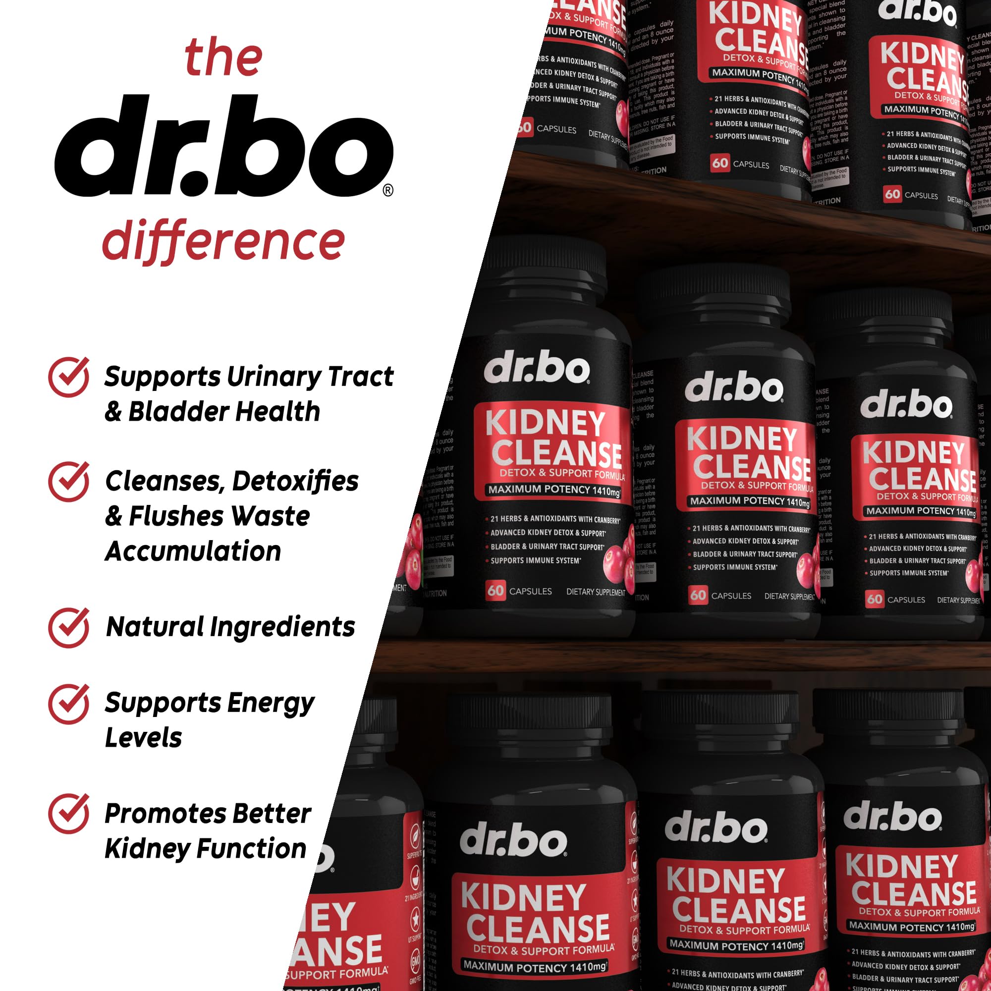 Foto 4 | Suplemento Dr. Bo Kidney Cleanse Detox con Arándanos 1410 Mg - Venta Internacional