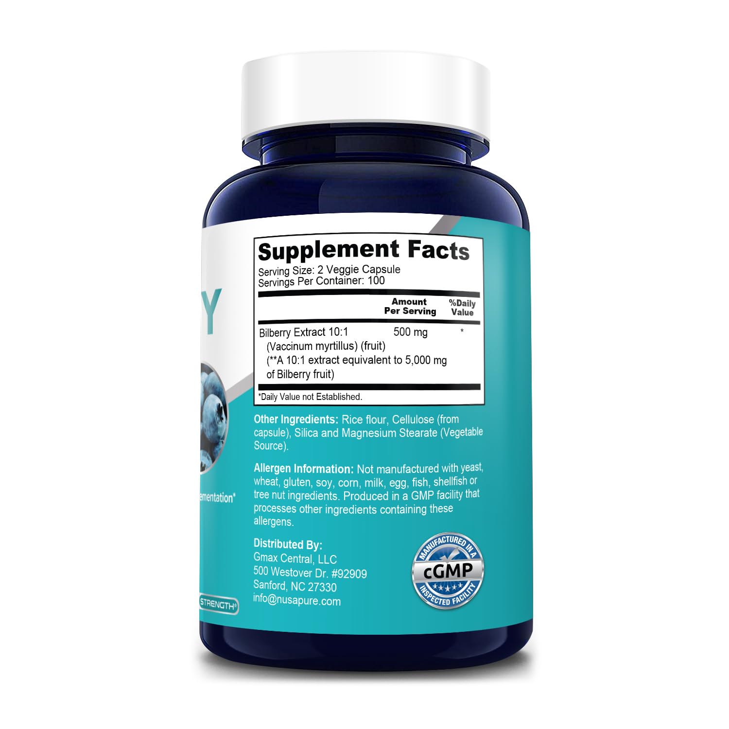 Foto 3 pulgar | Suplemento Nusapure de Extracto de Arándano 5000 mg 200 Cápsulas - Venta Internacional