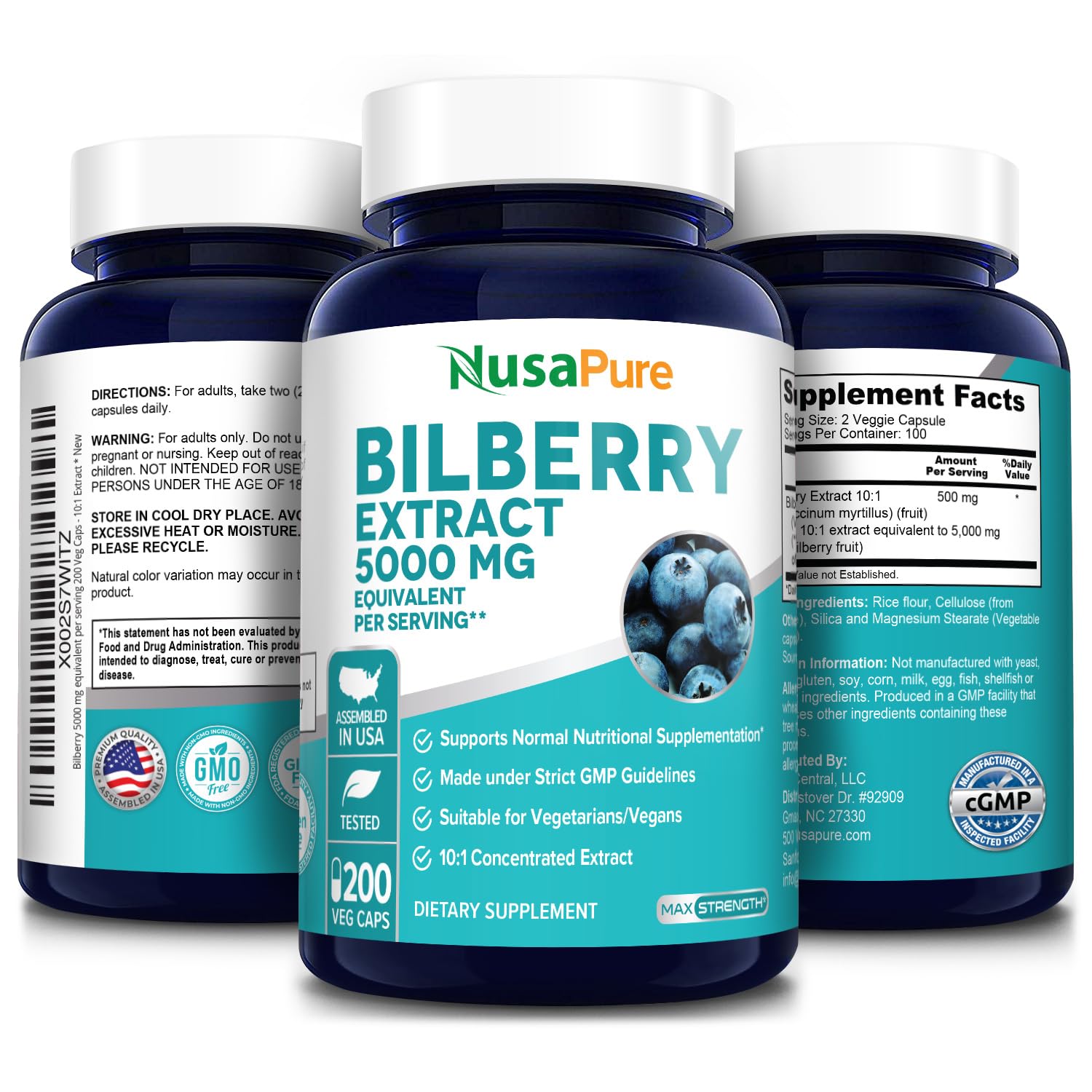 Foto 5 pulgar | Suplemento Nusapure de Extracto de Arándano 5000 mg 200 Cápsulas - Venta Internacional