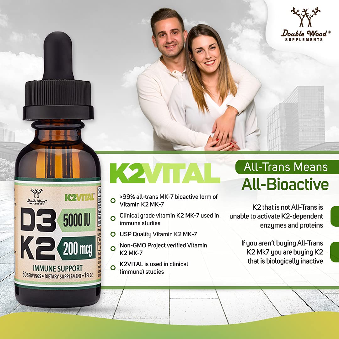 Foto 5 pulgar | Vitamina D3 y K2 Double Wood Supplements en Gotas Líquidas 5000 Iu - Venta Internacional