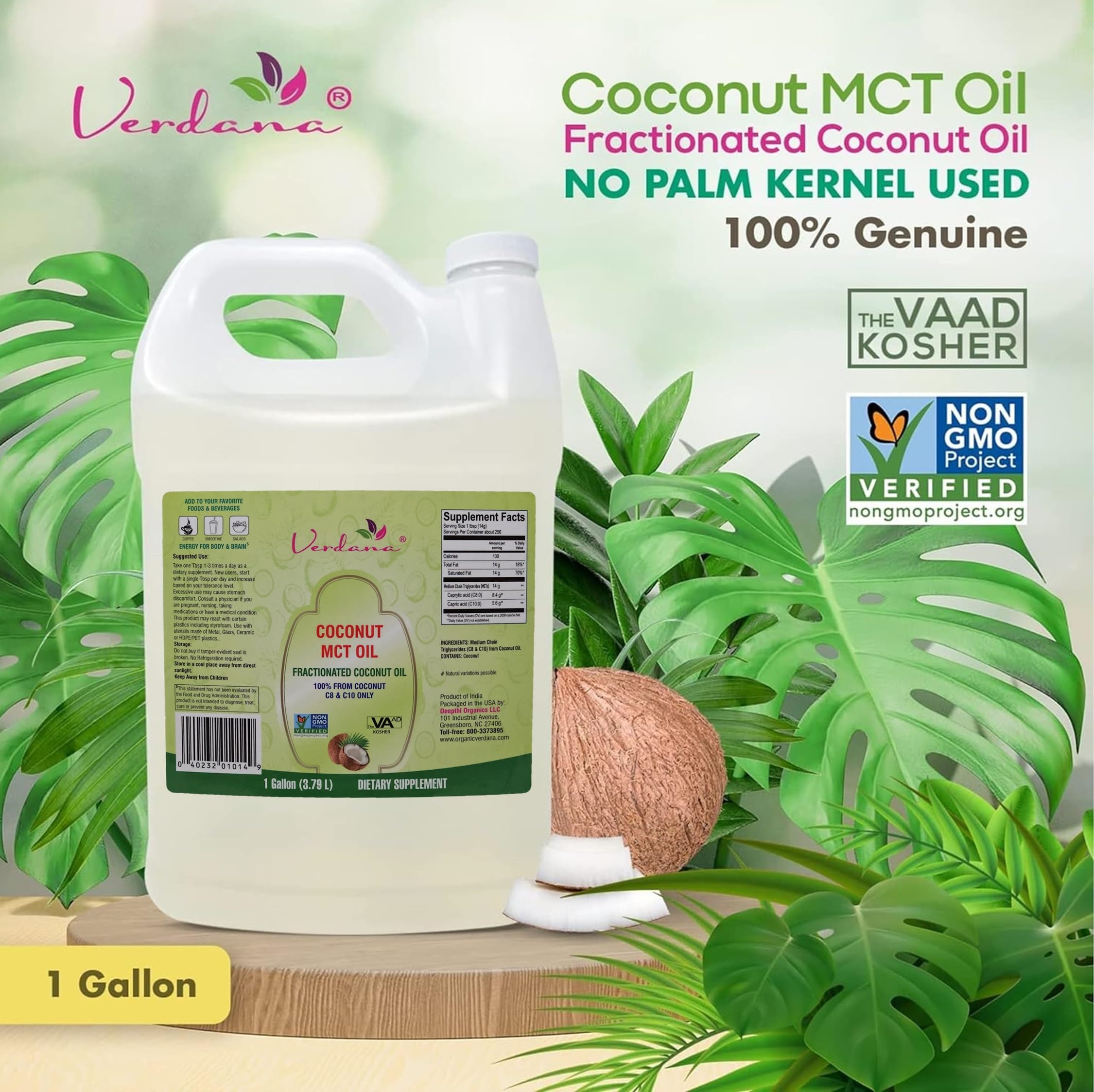 Foto 2 | Aceite de Coco Verdana 1 Galón - Venta Internacional