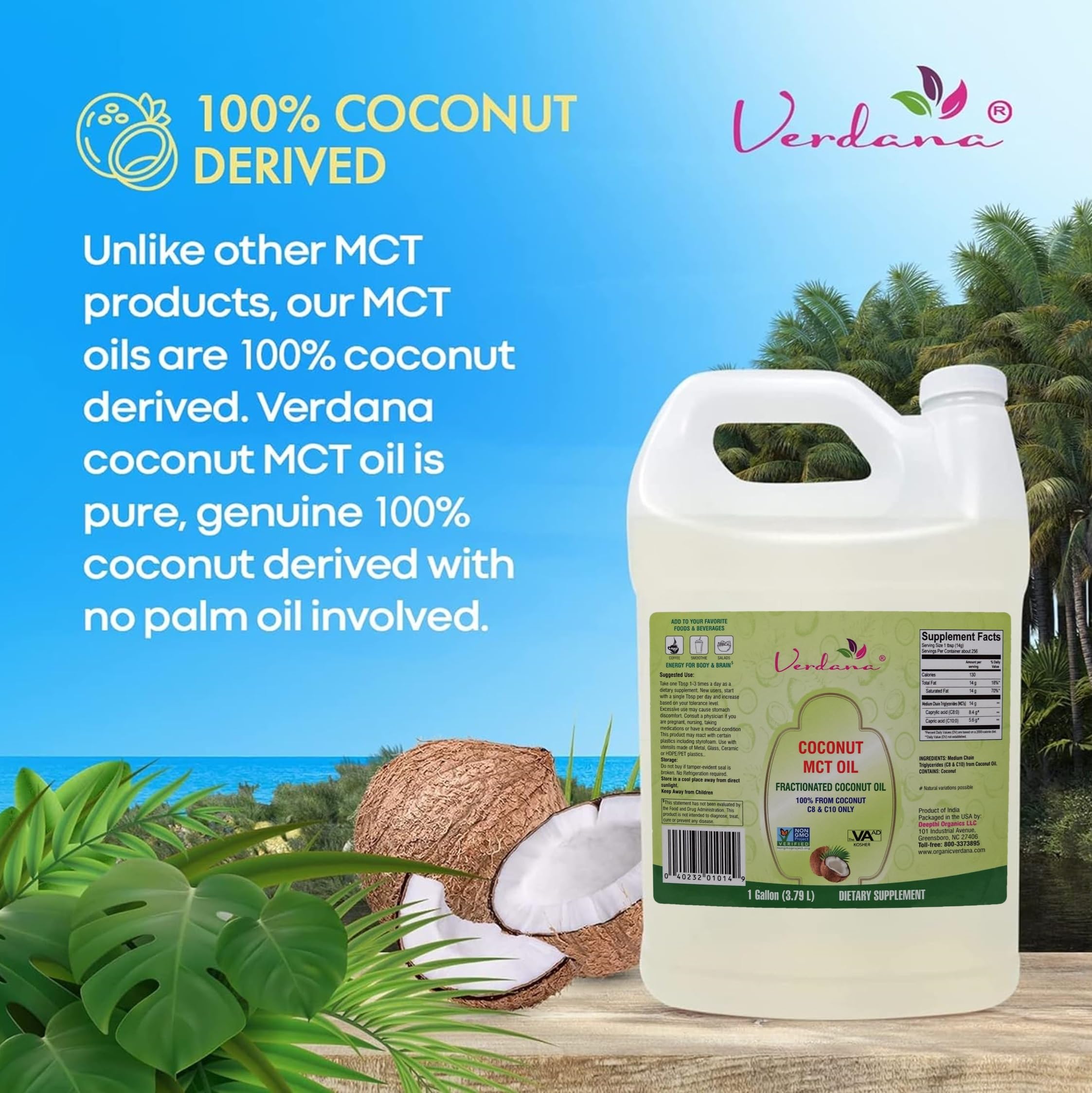 Foto 4 pulgar | Aceite de Coco Verdana 1 Galón - Venta Internacional