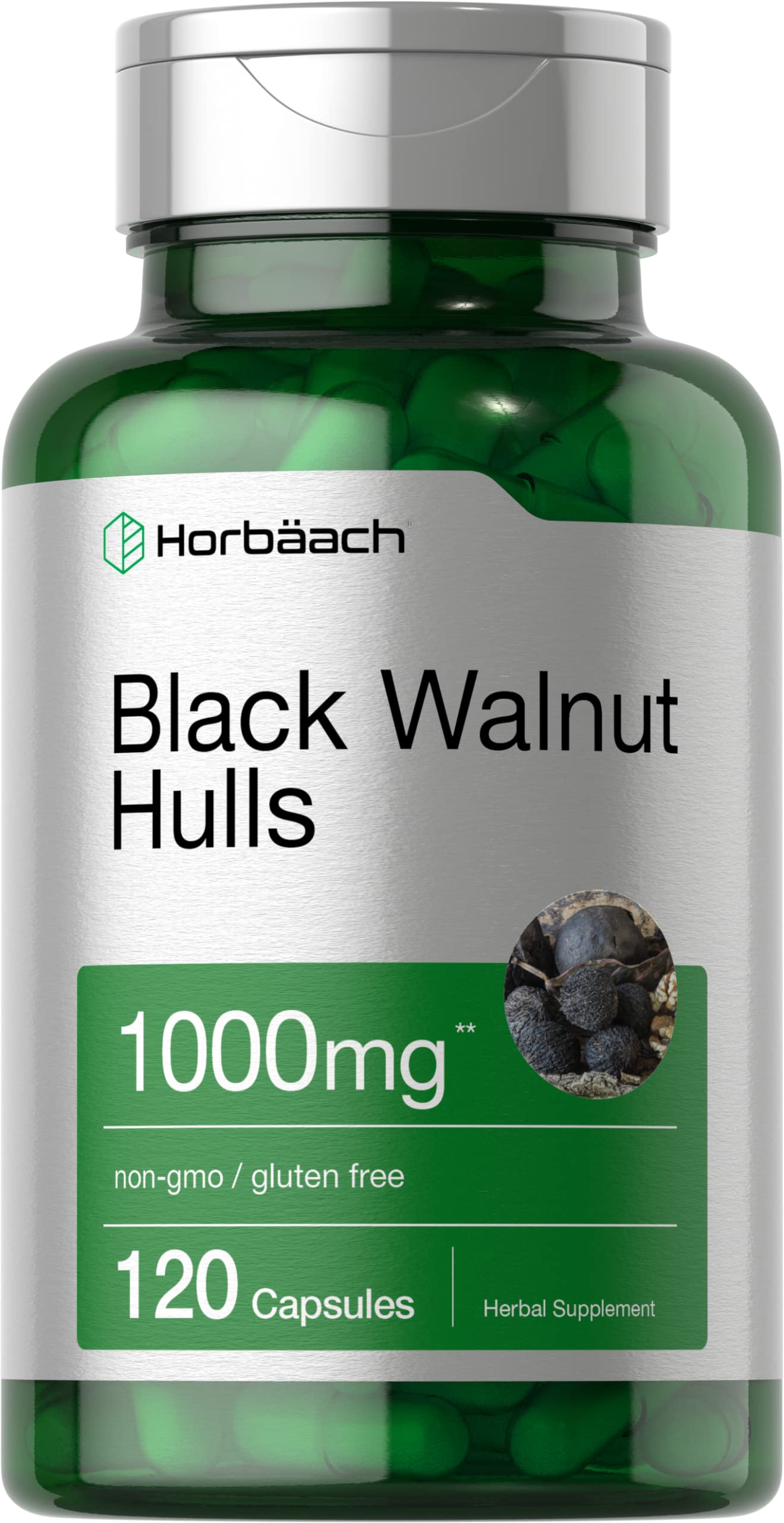 Foto 2 pulgar | Suplemento Horbaach Black Walnut Hulls 1000 mg 120 Cápsulas - Venta Internacional