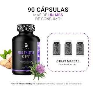 Foto 4 | Mlk Thistle Blend Dandelion B Life. 90 Cápsulas