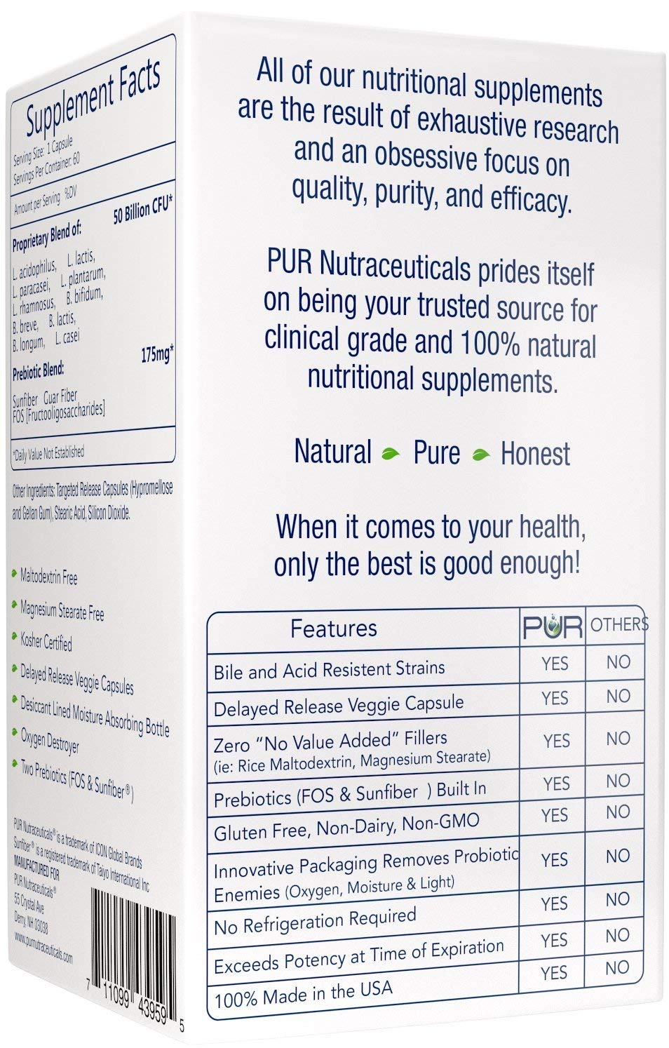 Foto 6 pulgar | Nutracéuticos Probióticos Pur De Grado Clínico 50b 60 Cápsulas - Venta Internacional