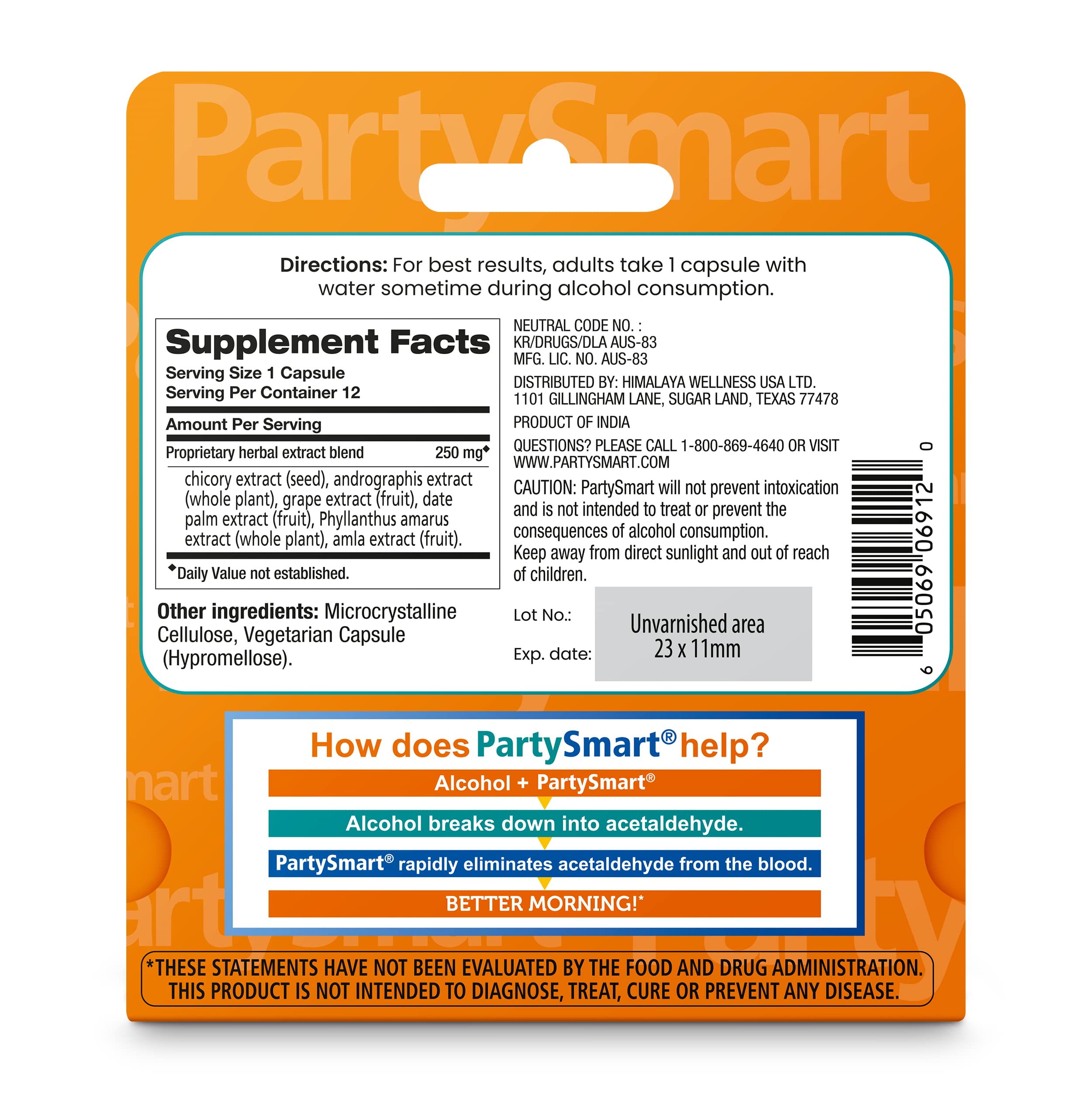 Foto 3 pulgar | Suplemento Himalaya Partysmart Liver Support 12 Cápsulas - Venta Internacional