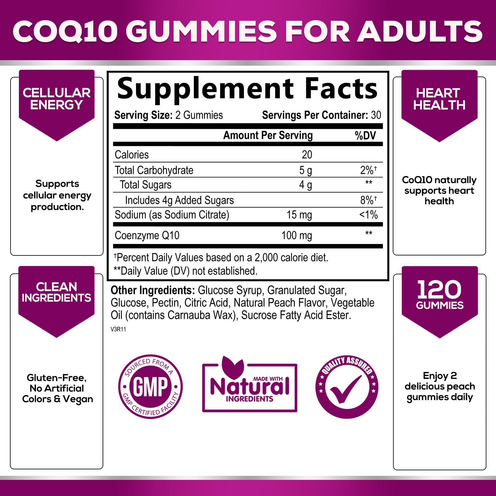 Foto 3 pulgar | Gomitas de Coq10 Supplement Nature's Nutrition 100 Mg 60 Unidades - Venta Internacional