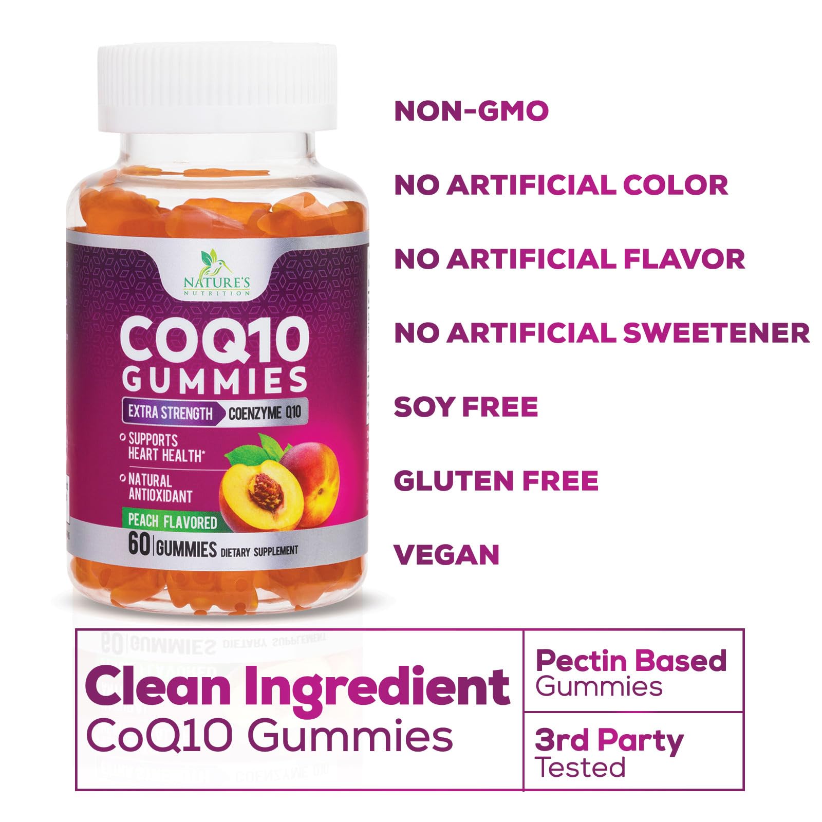 Foto 4 pulgar | Gomitas de Coq10 Supplement Nature's Nutrition 100 Mg 60 Unidades - Venta Internacional