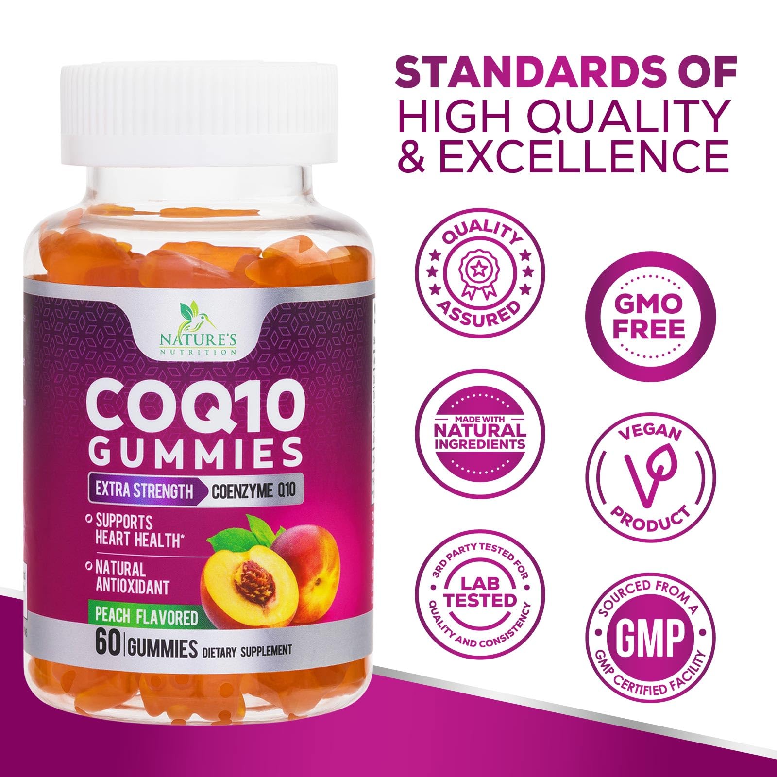 Foto 5 pulgar | Gomitas de Coq10 Supplement Nature's Nutrition 100 Mg 60 Unidades - Venta Internacional