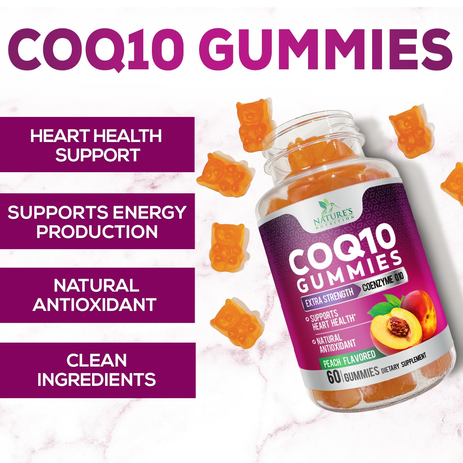 Foto 6 pulgar | Gomitas de Coq10 Supplement Nature's Nutrition 100 Mg 60 Unidades - Venta Internacional