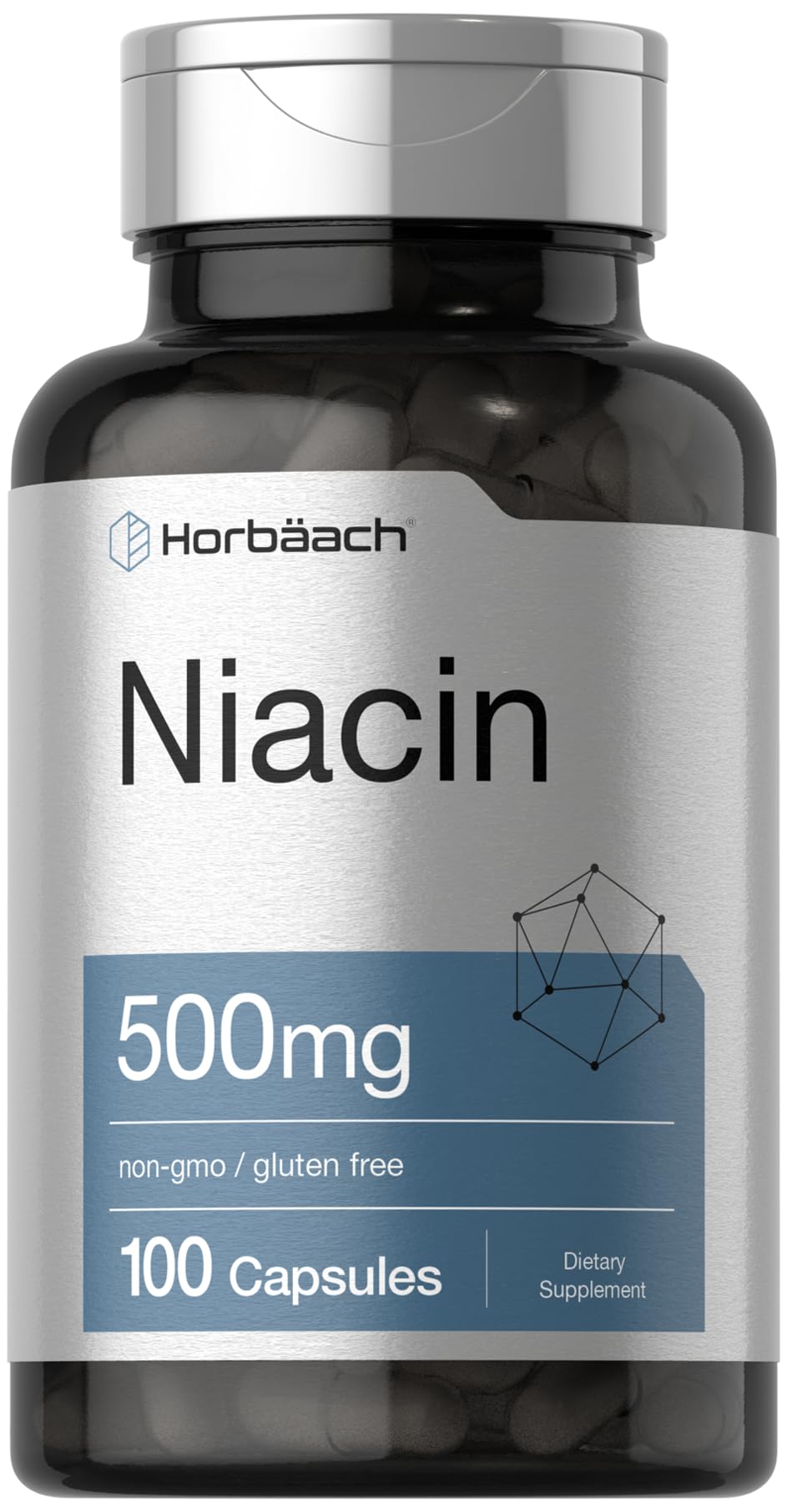 Suplemento Horbaach con Niacina y Vitamina B3 500 mg 100 Cápsulas - Venta Internacional