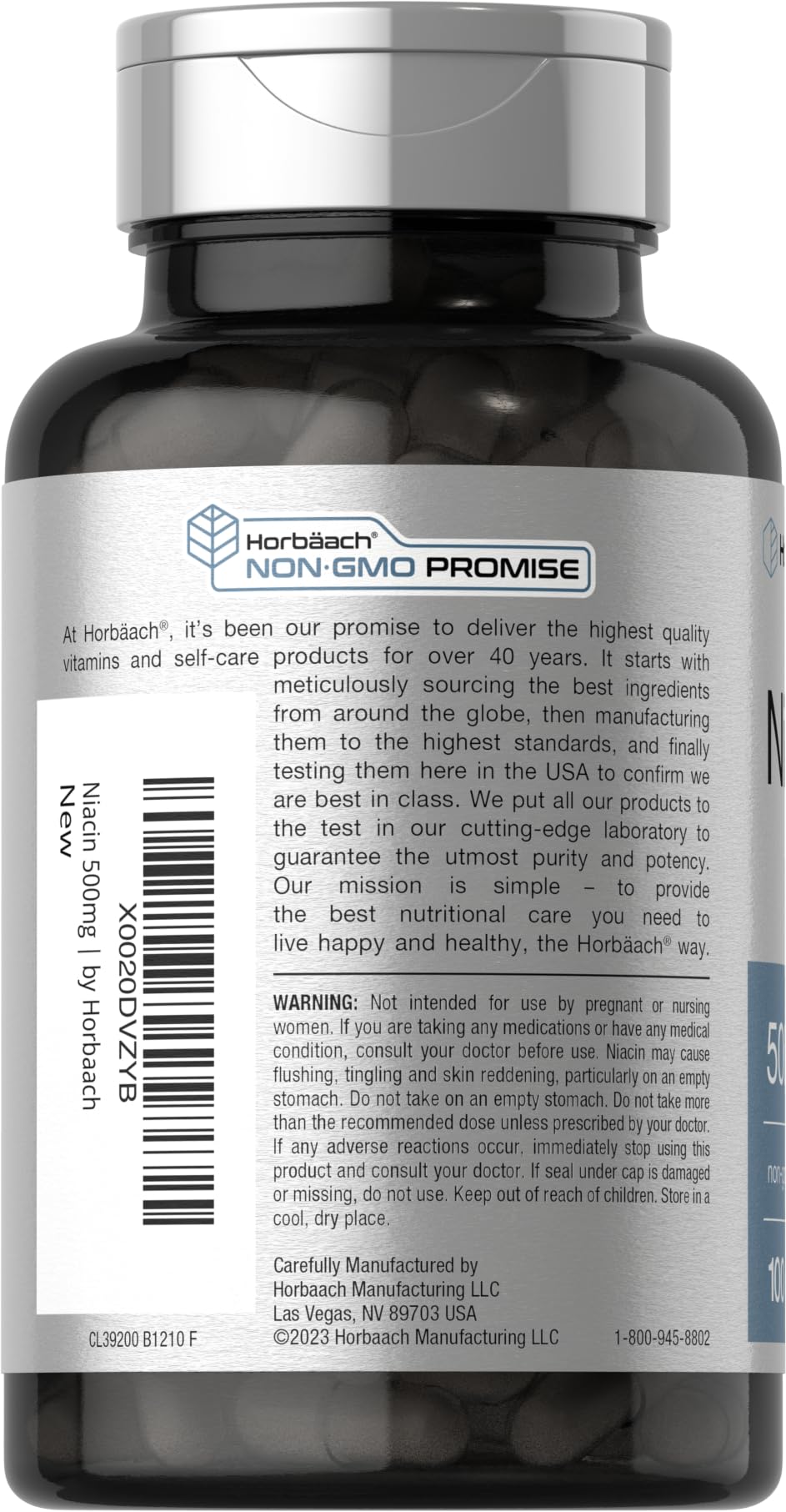 Foto 4 pulgar | Suplemento Horbaach con Niacina y Vitamina B3 500 mg 100 Cápsulas - Venta Internacional