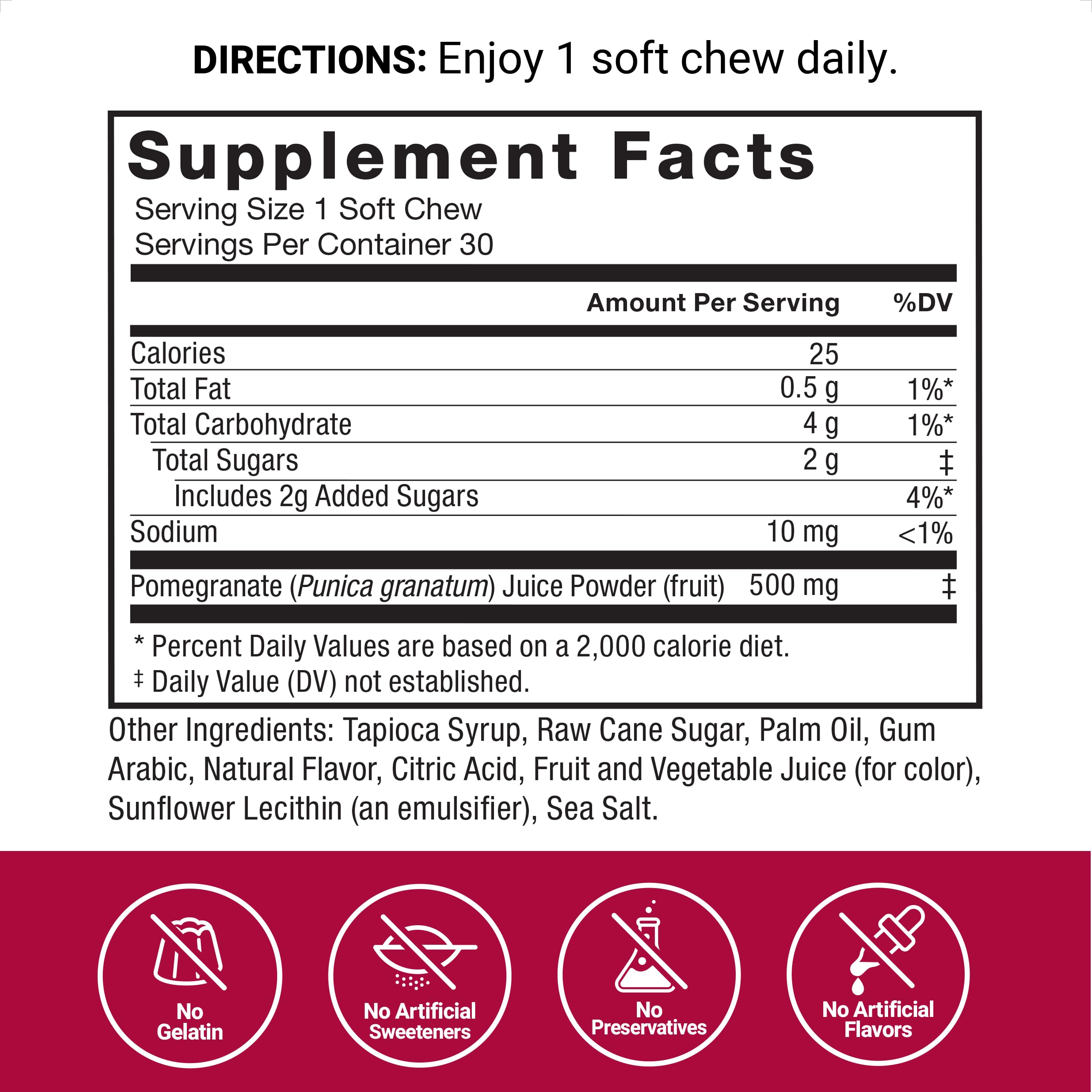 Foto 5 pulgar | Suplemento Force Factor Pomegranate Soft Chews 30 Unidades - Venta Internacional
