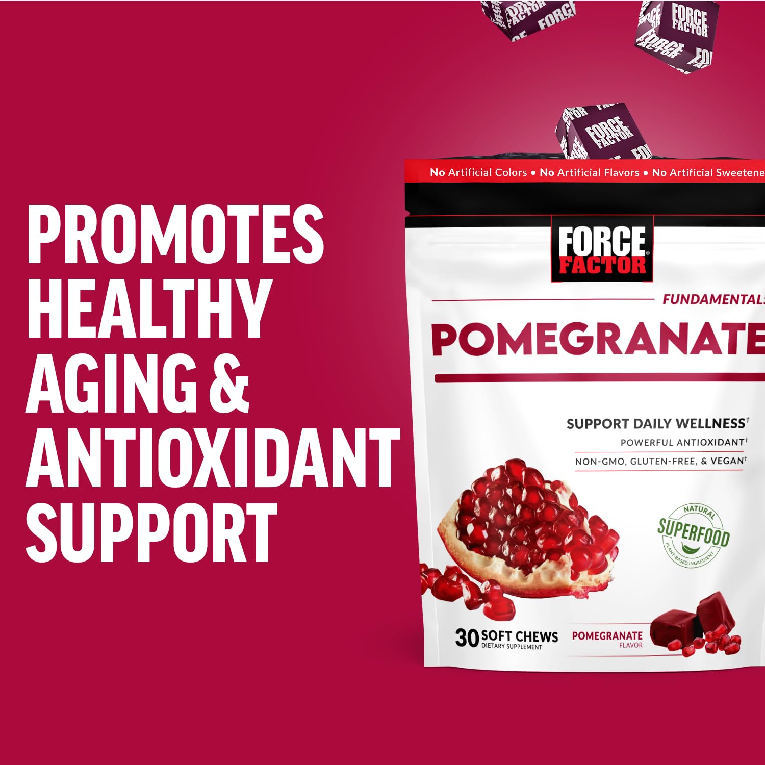 Foto 6 pulgar | Suplemento Force Factor Pomegranate Soft Chews 30 Unidades - Venta Internacional