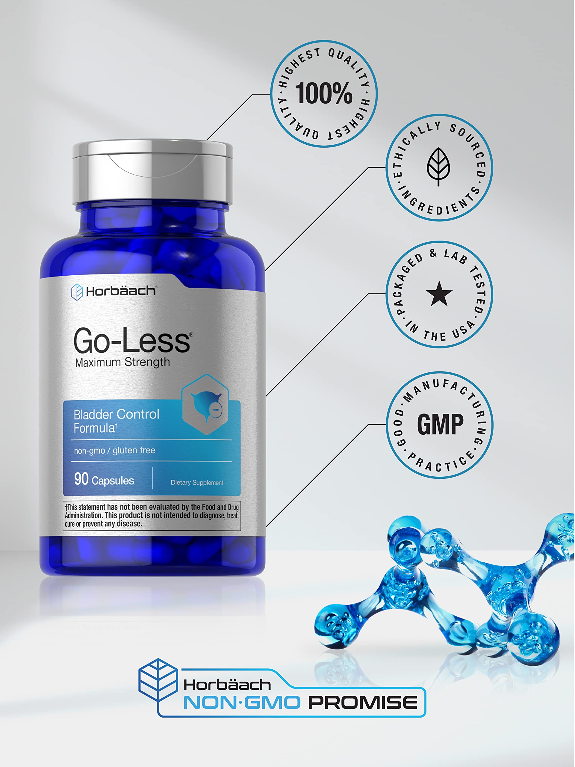 Foto 5 | Píldoras para el Control de la Vejiga Horbaach Go Less 90 Cápsulas - Venta Internacional