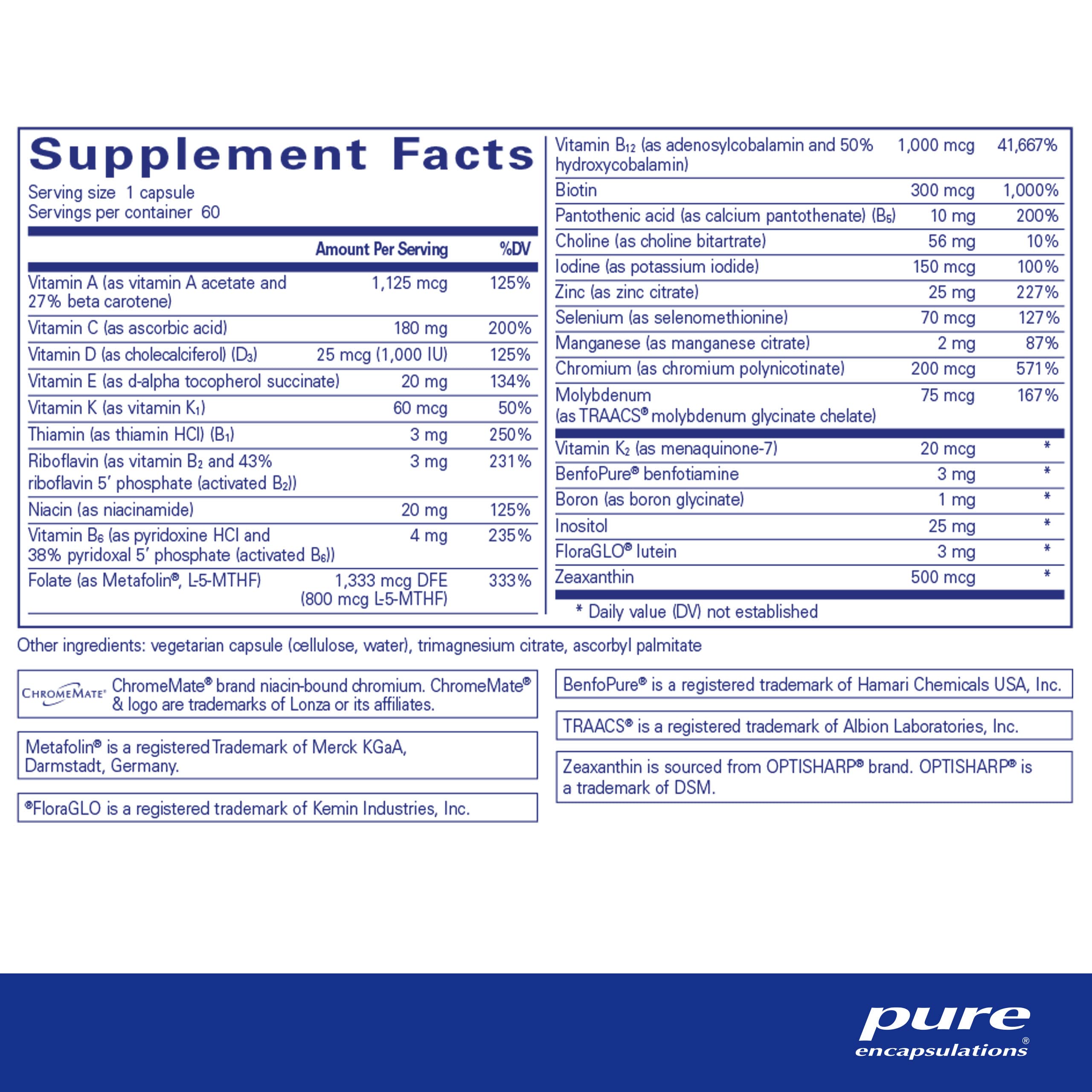 Foto 3 pulgar | Suplemento Multivitamínico Puregenomics De Pure Encapsulations 60 Cápsulas - Venta Internacional