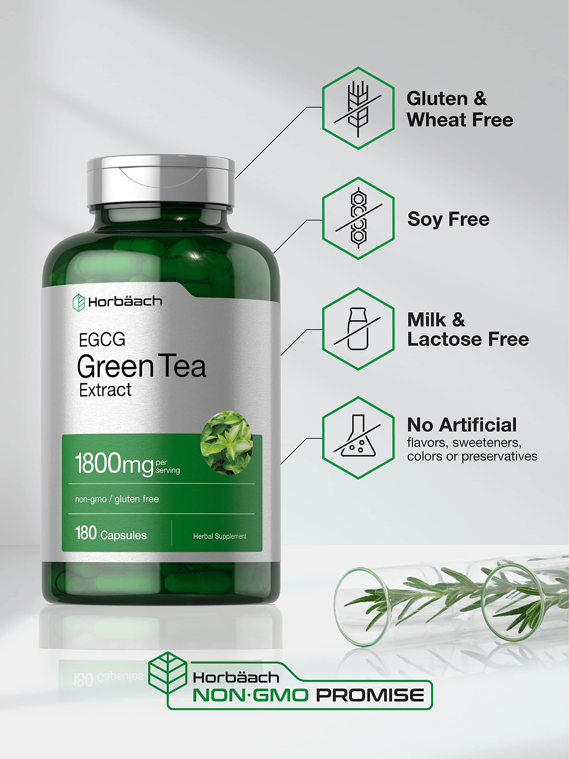 Foto 5 pulgar | Píldoras de Extracto de Té Verde Horbäach EGCG 180 Cápsulas - Venta Internacional